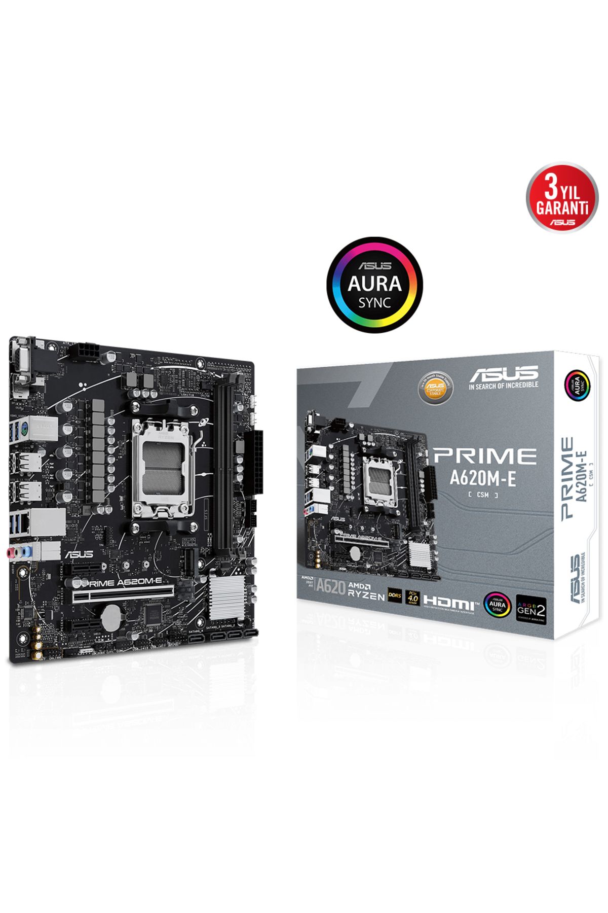 ASUS Prıme A620m-e-csm A620 Am5 Soket Ddr5 6400(OC)mhz Matx Anakart