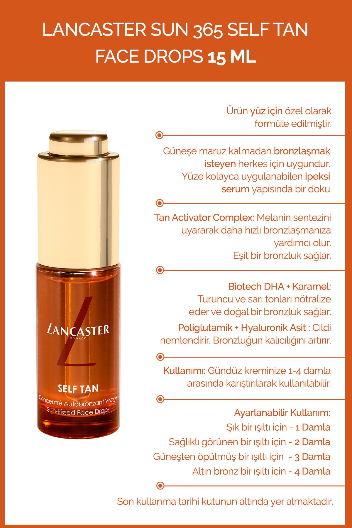 Lancaster Self Tan Face Drops 15 ML