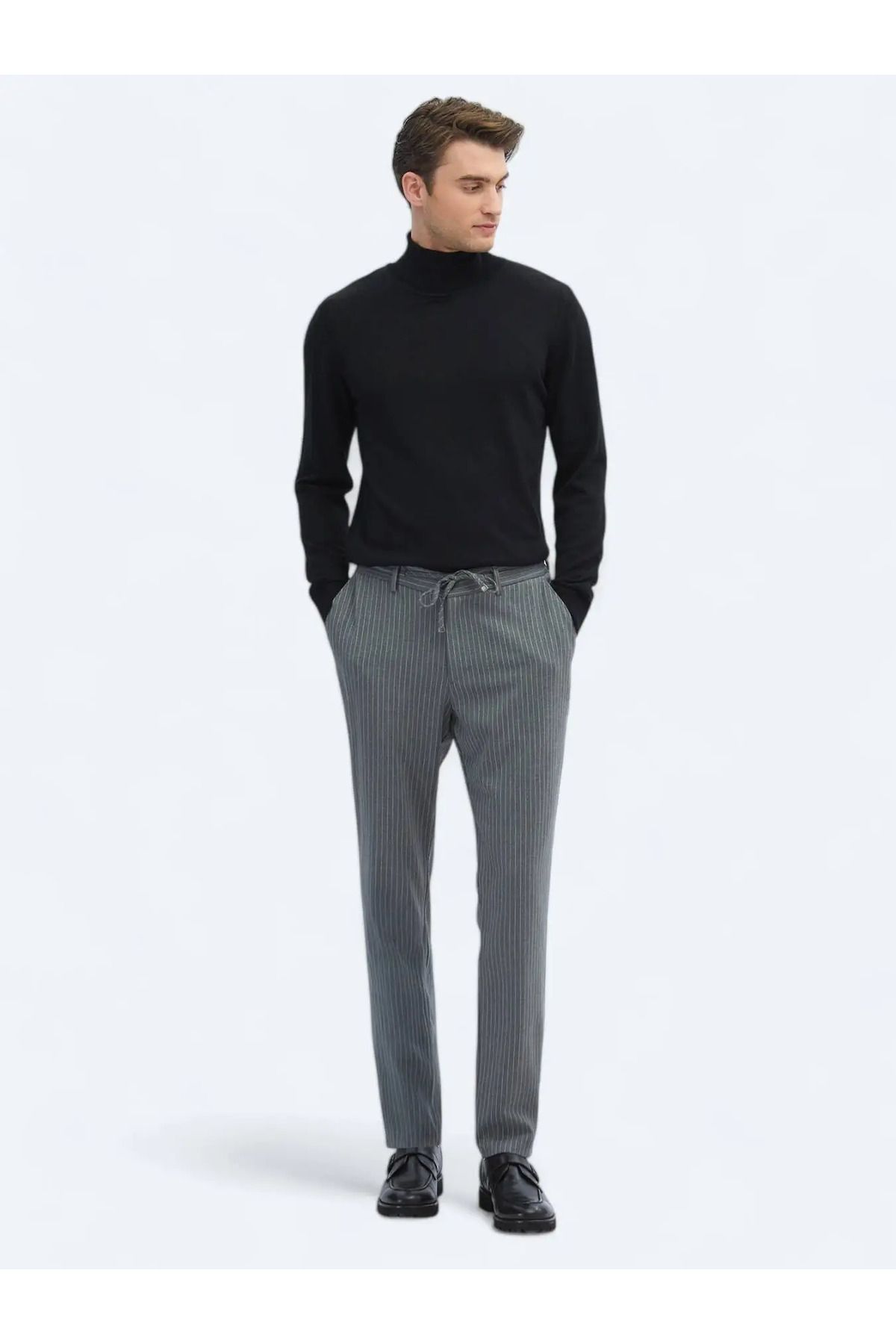 Kip Gri Örme Jogging Fit Casual Pantolon