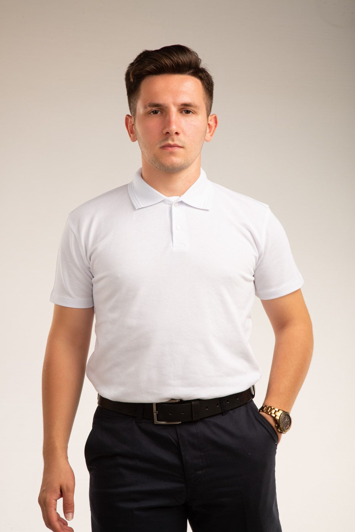 Dragora Beyaz Kısa Kollu Genç Boy Lise Okul Lakos Polo Yaka T-shirt