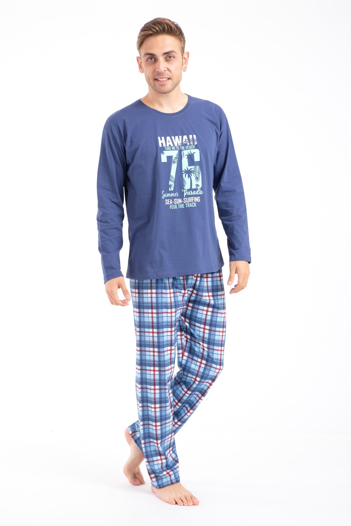 TAMPAP Erkek Baskılı Pijama Takımı Uzun Kollu 2170