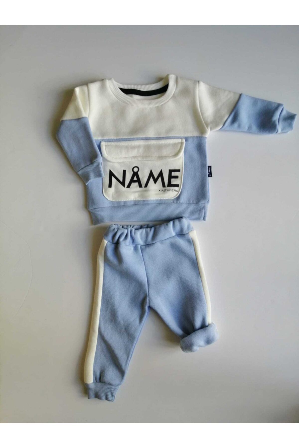 Baby Doss Bebek Mavi Renk Name Baskılı Takım