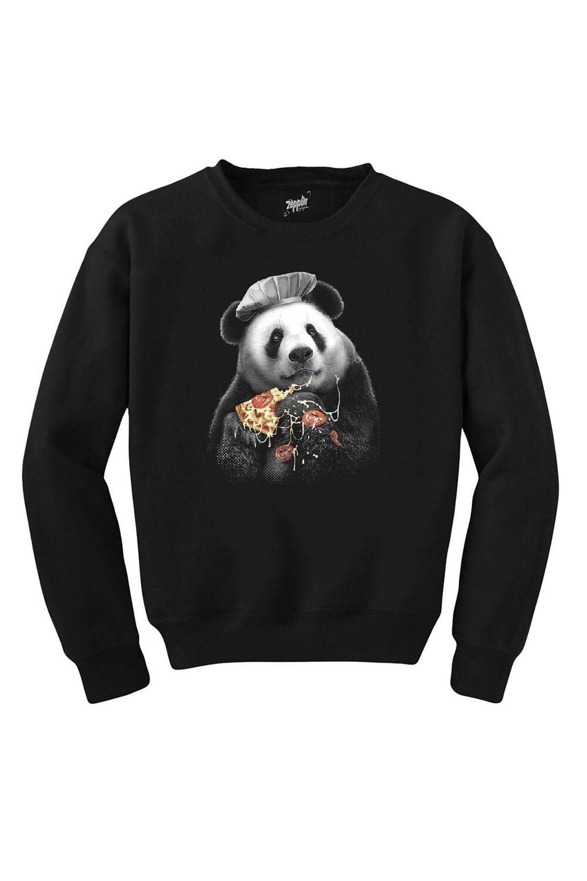 Z zepplin Panda Pizza Siyah Sweatshirt