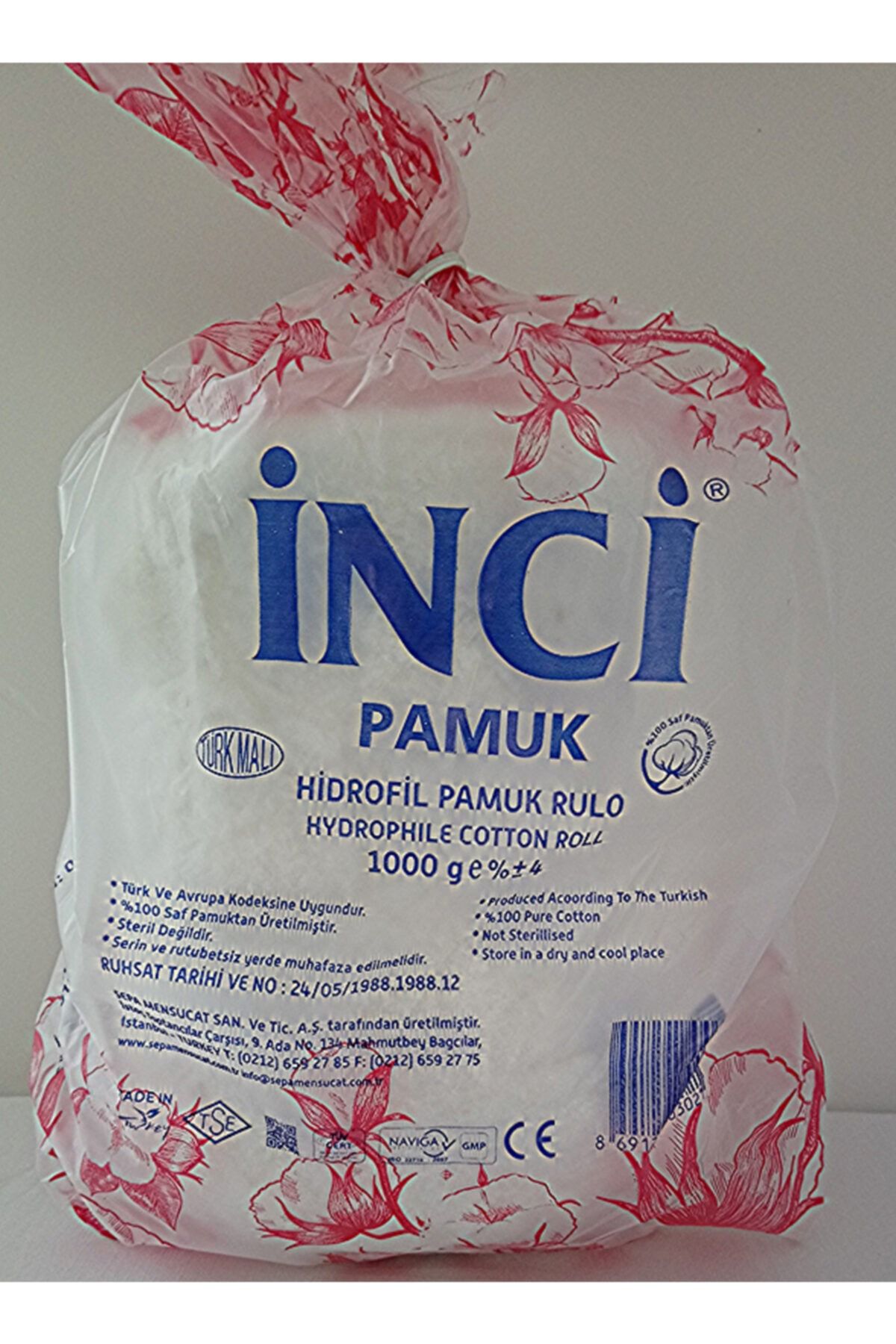 İnci Hidrofil Rulo Pamuk 1 kg Saf Pamuk