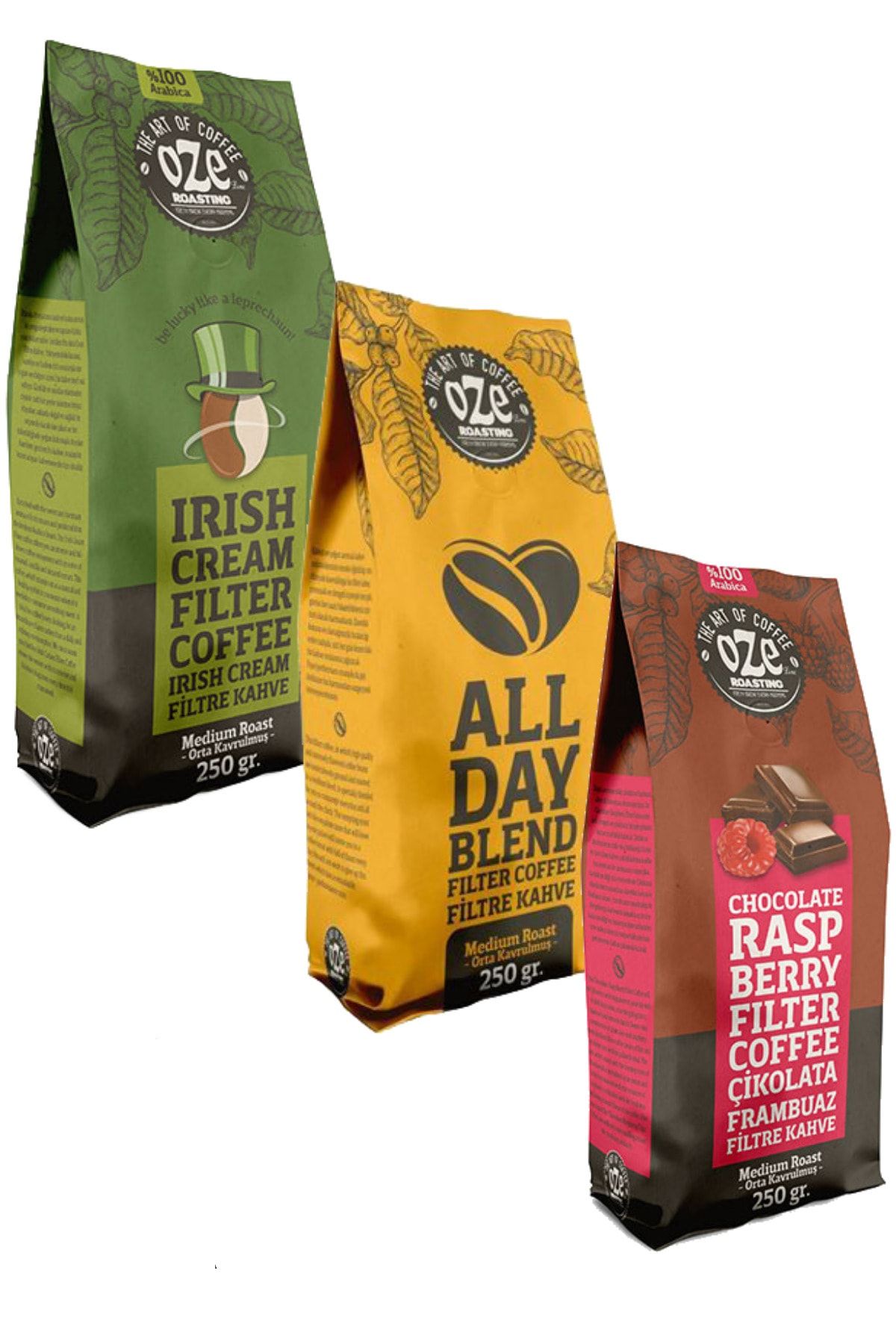 Oze 3� Lü Filtre Kahve Tanışma Seti 250gr X 3 Irish Cream / All Day