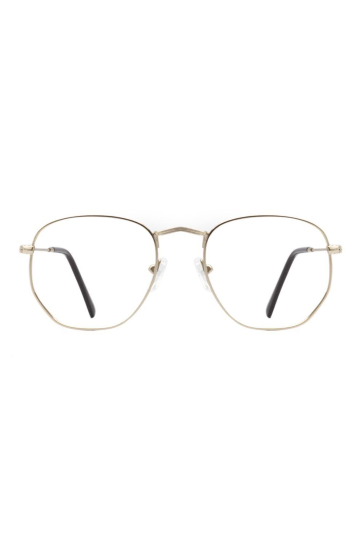 UBK Eyewear Gold Beşgen Mavi Işık Filtreli Numarasız Gözlük