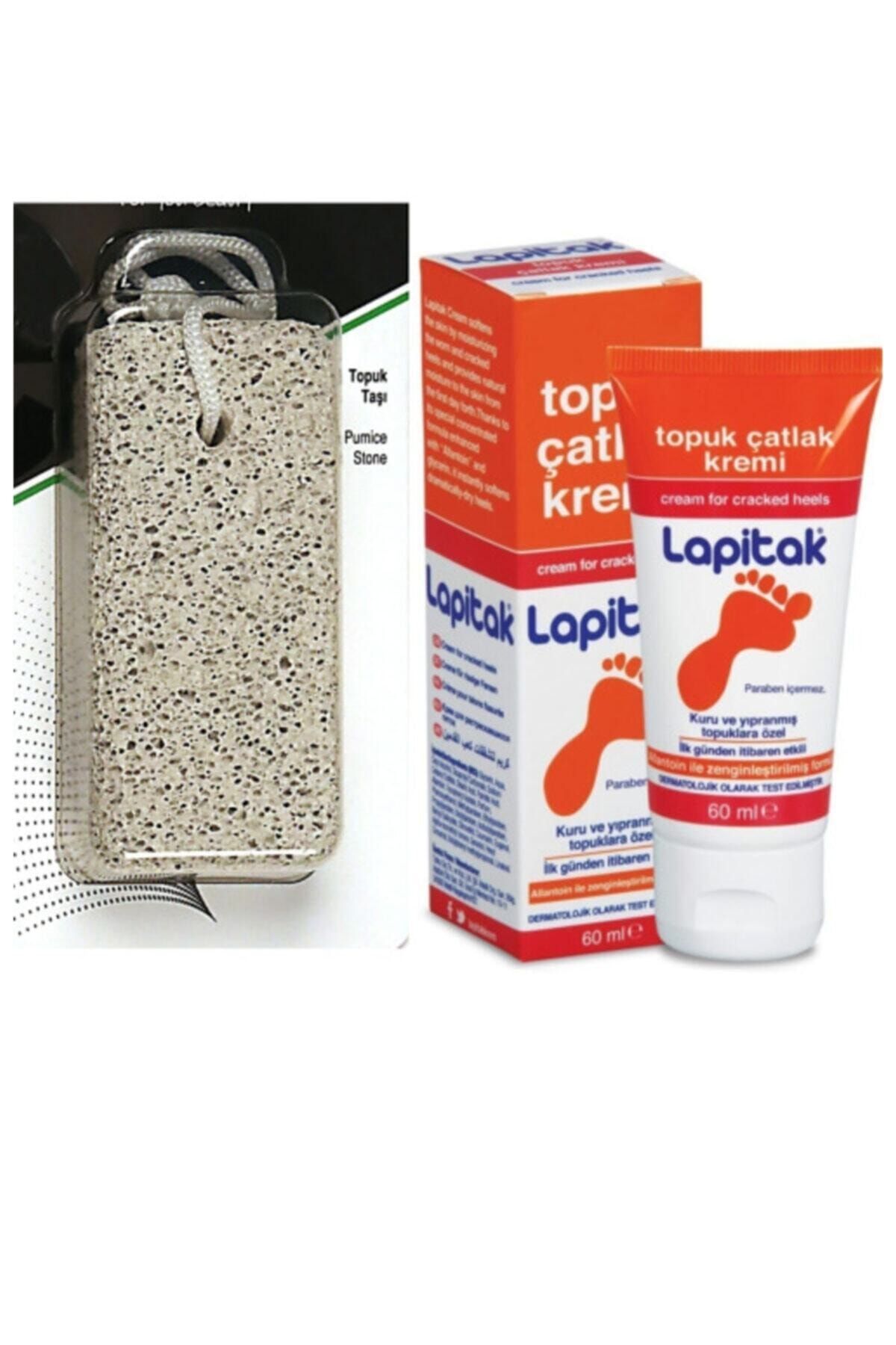 Yazpera Lapitak Topuk Çatlak Ve Bakım Kremi + Ponza Topuk Nasır Temizleme Taşı
