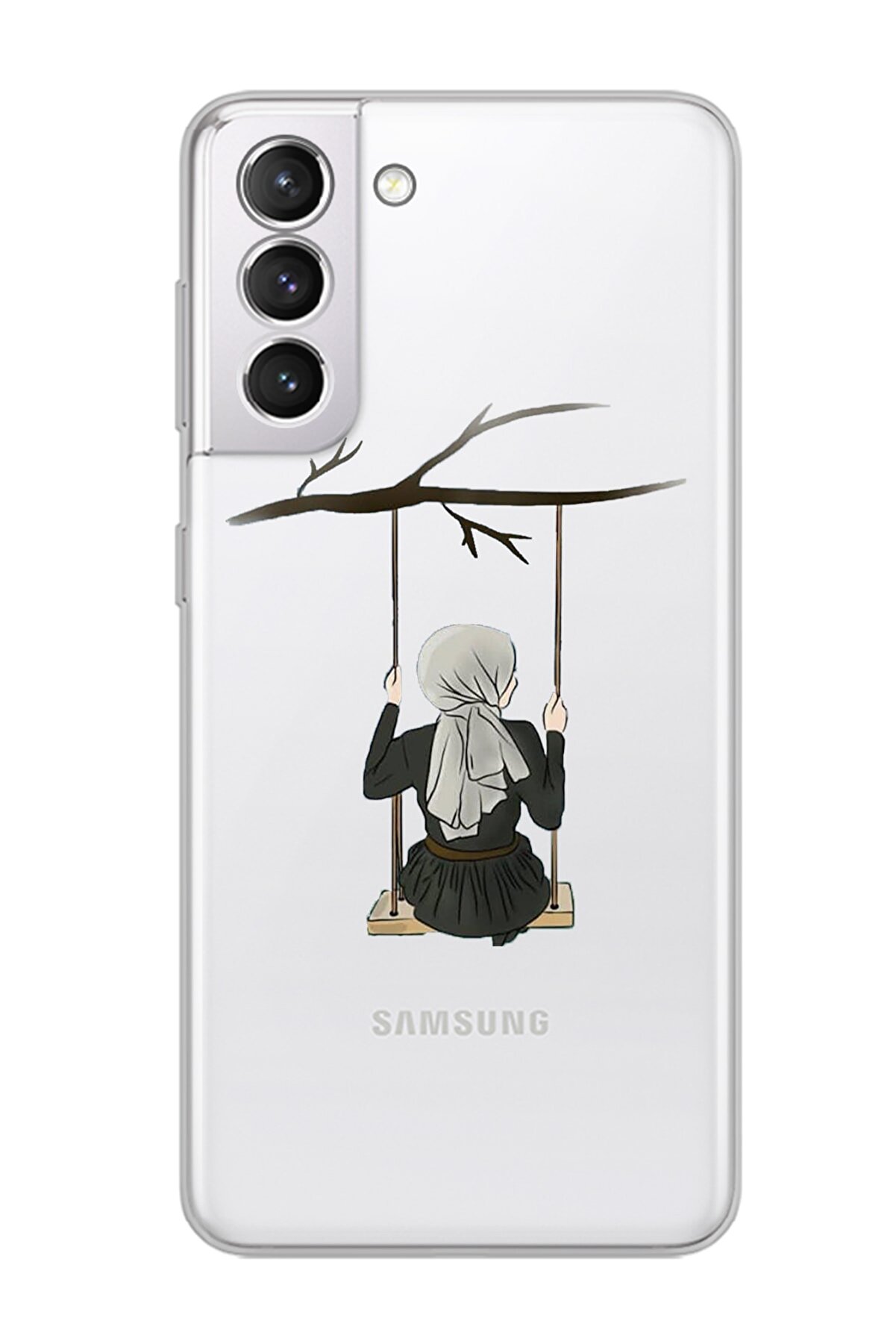 Spoyi Samsung Galaxy S21 Fe Salıncaklı Kız Tasarımlı Süper Şeffaf Telefon Kılıfı