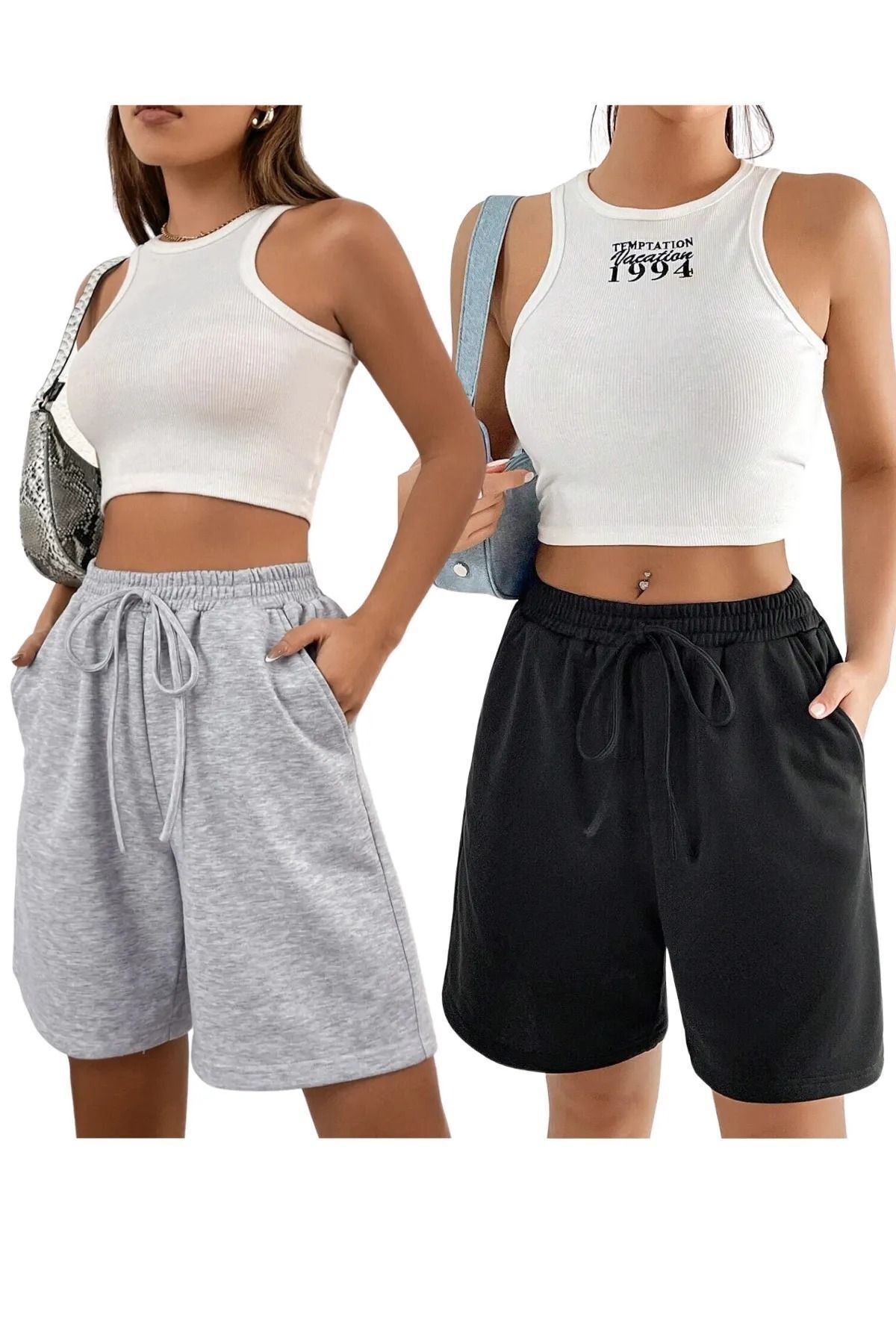 SURMARİ 2'Li Set Rahat Kalıp Unisex Penye Spor Şort