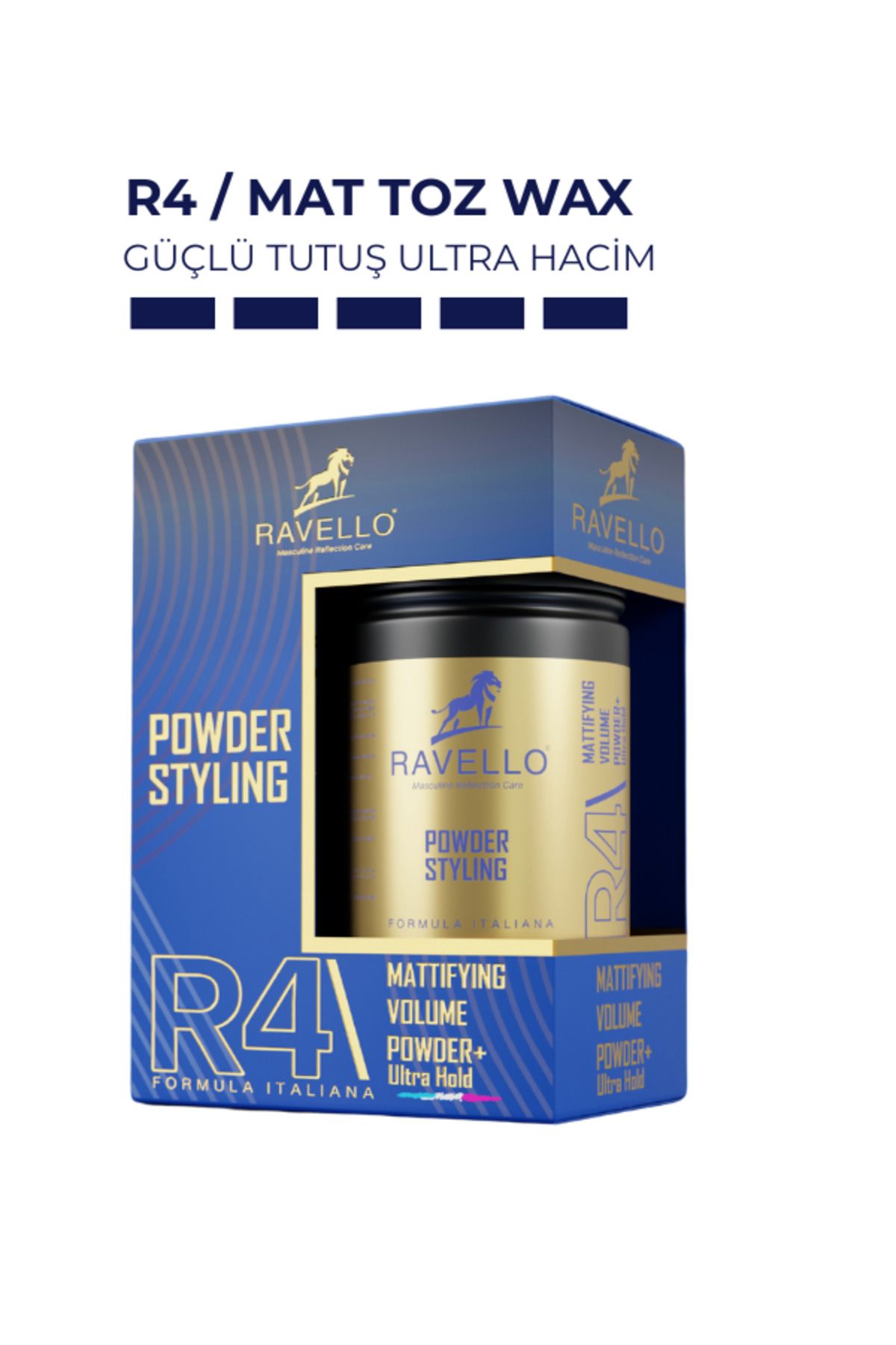 RAVELLO R4 Ultra Sert Toz Saç Şekillendirici Wax – Erkekler İçin Güçlü Tutuş Kontrol ve Hacim- 20gr