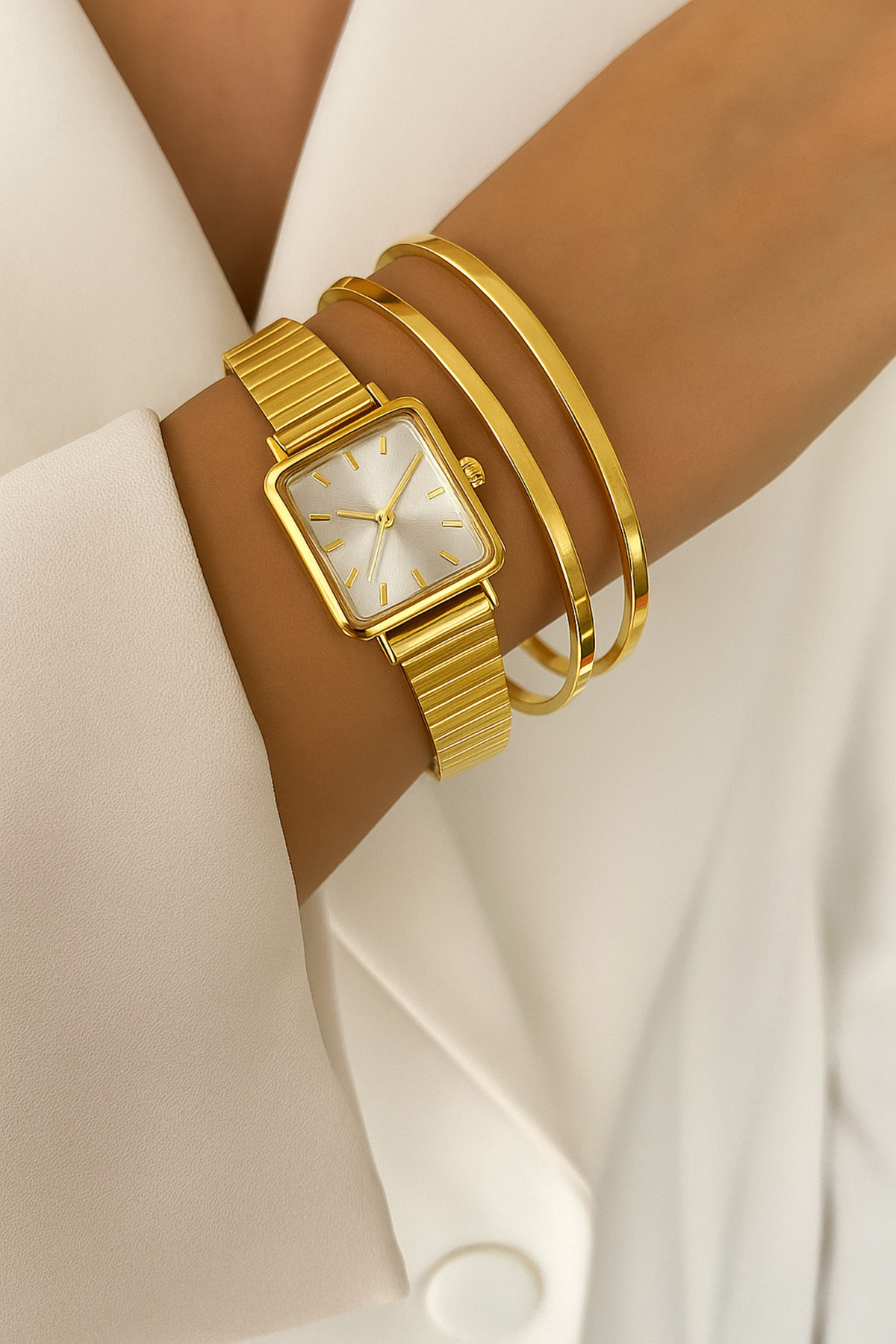 Pullmarkt 2 Ajda Bracelets + Elegant Watch Set