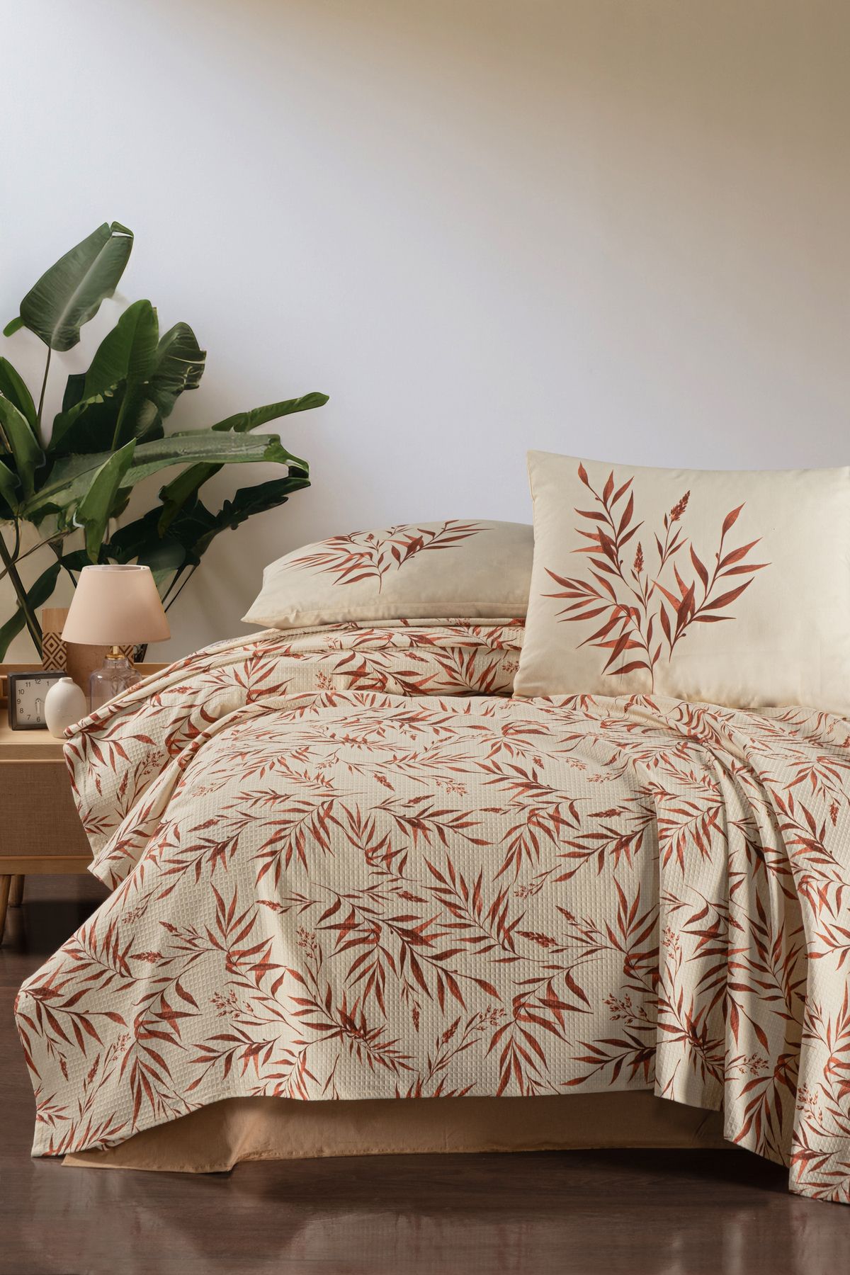 Fabric Box %100 Pamuk Tek Kişilik Pike Verdure Tarçın