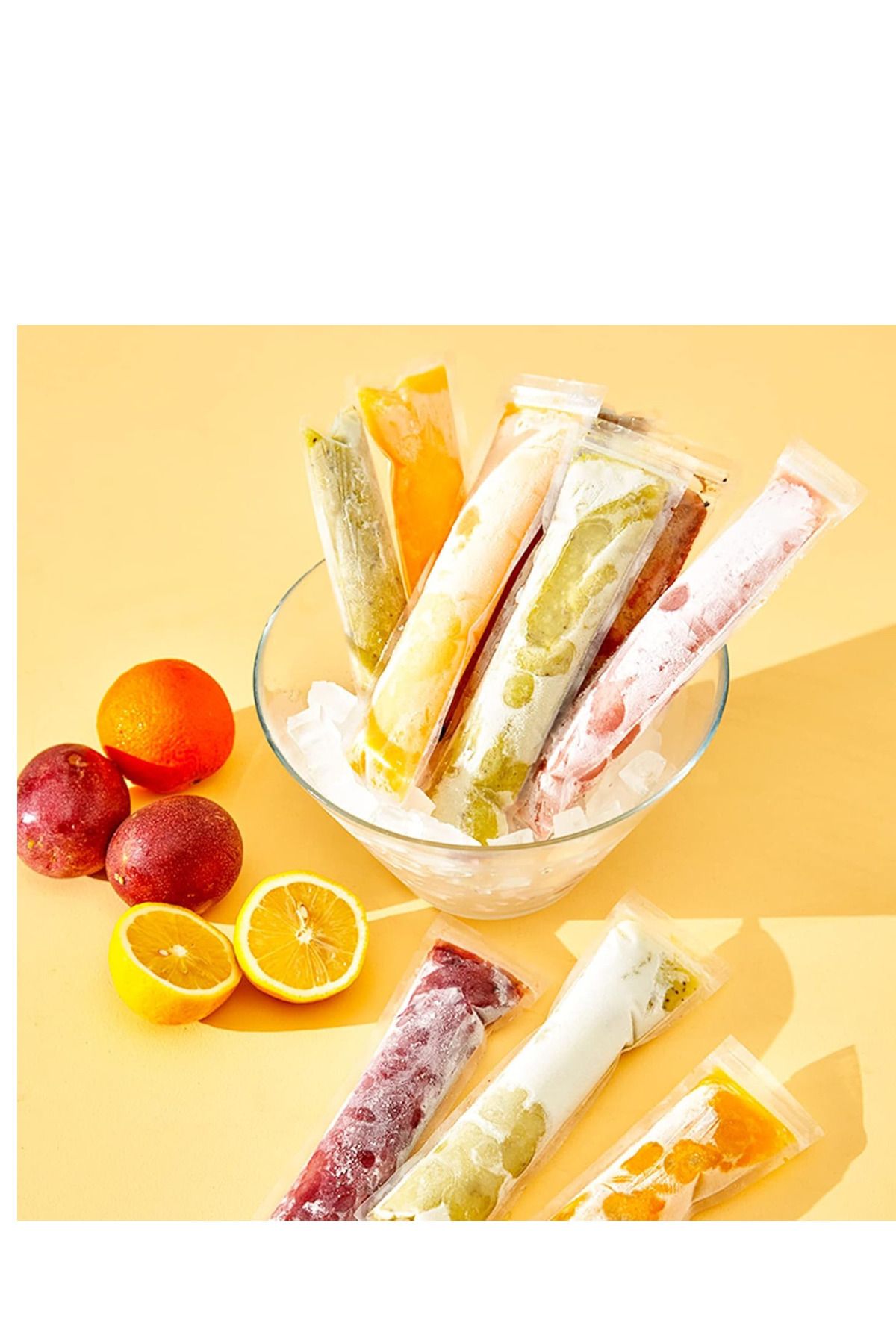 Dekals 40 Adet Meybuz Poşeti Ev Yapımı Dondurma Poşeti Smoothie Meyve Suyu Poşeti