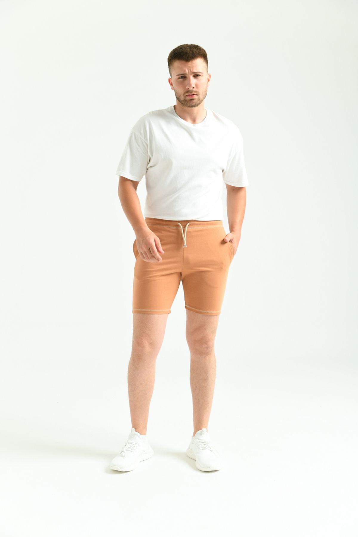 MOVİMENT Camel Regular Fit Dikiş Detay Cepli Şort