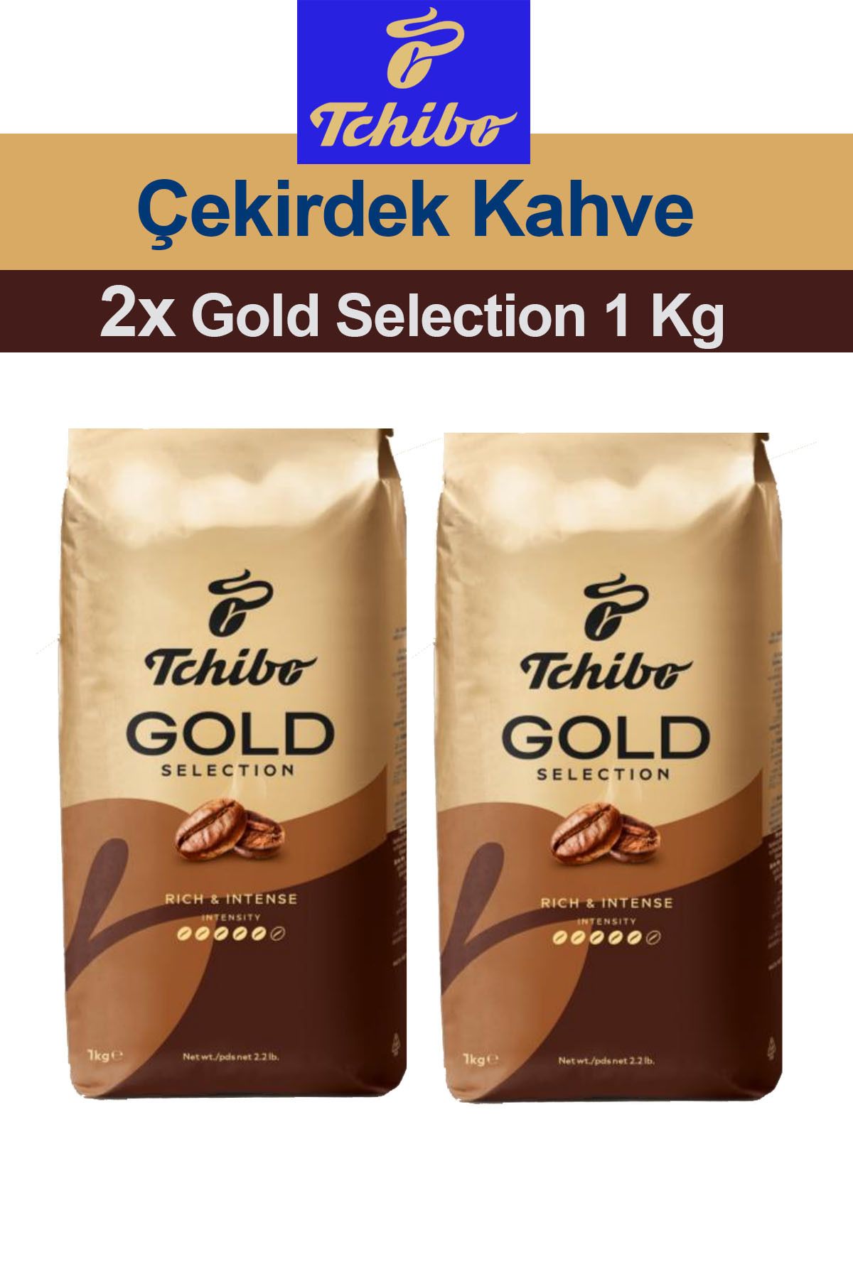 Tchibo 2 Adet Yeni Gold Selection 1000 gr Çekirdek Kahve