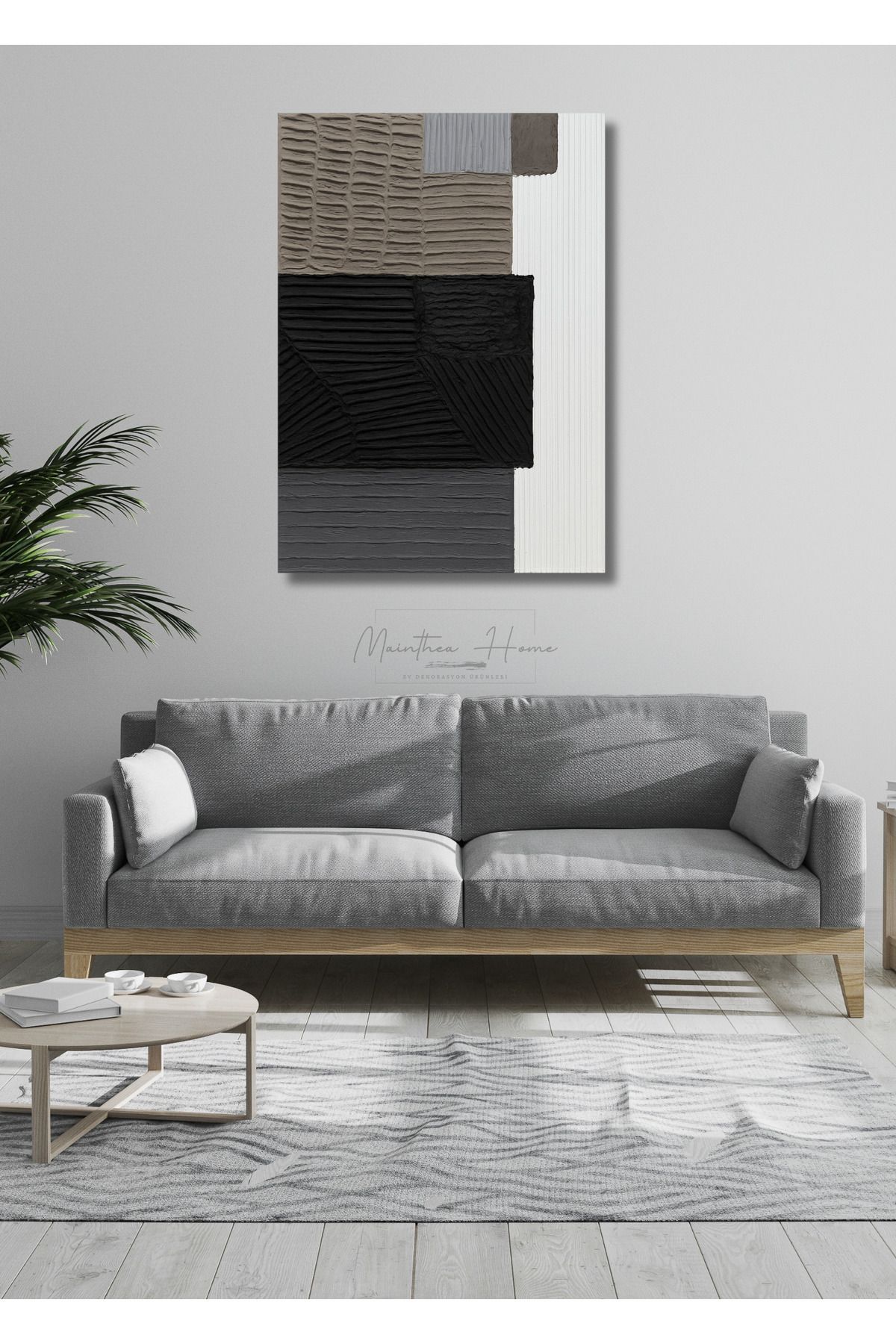 MAİNTHEAHOME Dokulu Alçı Tablo – Kodlanmış Doku | El Yapımı 3D Dekoratif Duvar Tablosu