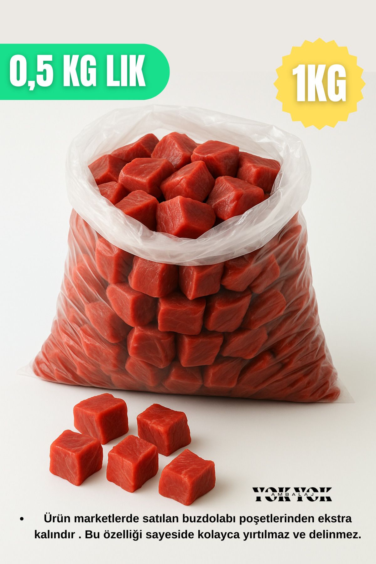 YOK YOK AMBALAJ Naylon Torba Yarımlık Şeffaf Şeker Bakliyat Bakkaliye Torbası/buzdolabı Poşeti 1kg 18x25cm
