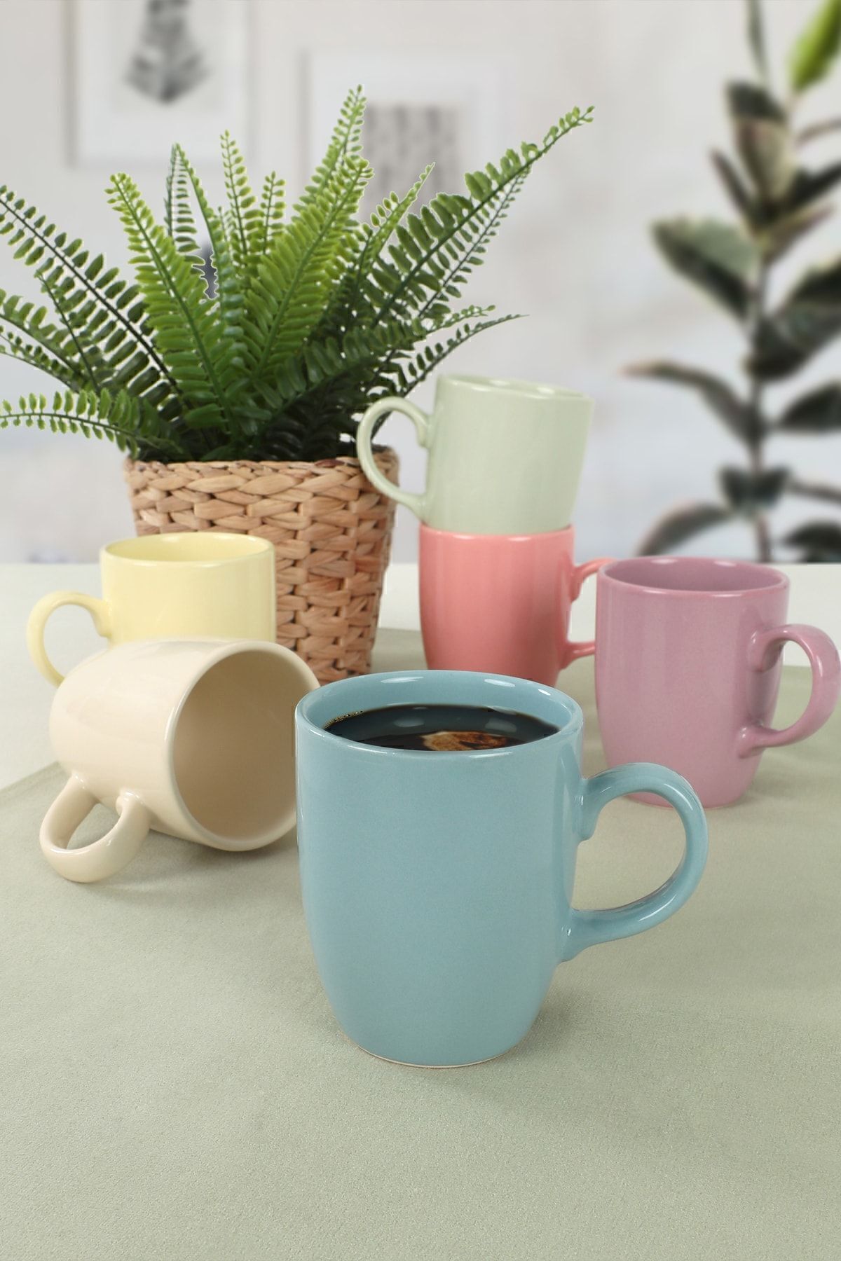 Keramika Mix Soft Bulut Kupa 9 CM 6 Adet