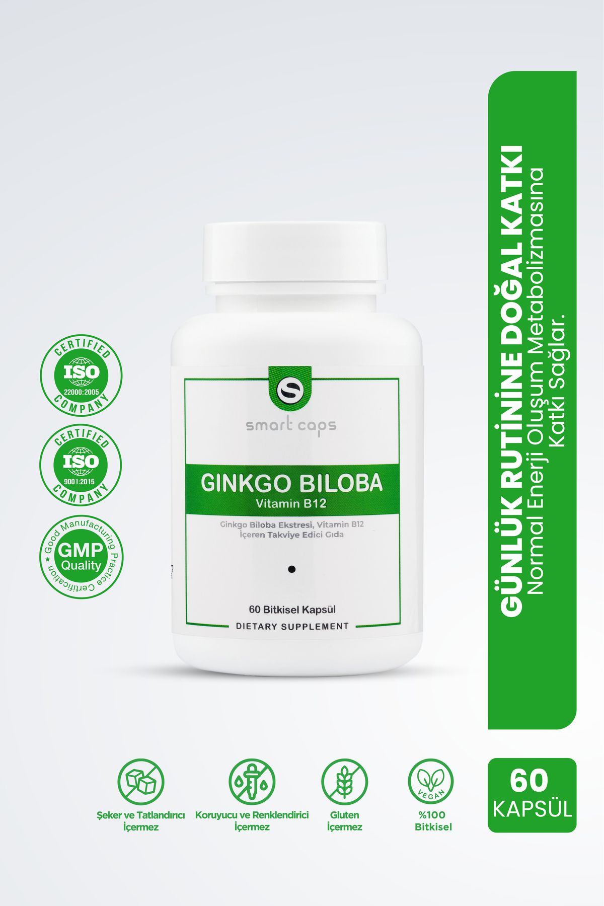 Smartcaps Ginkgo Biloba B12 60 Kapsül