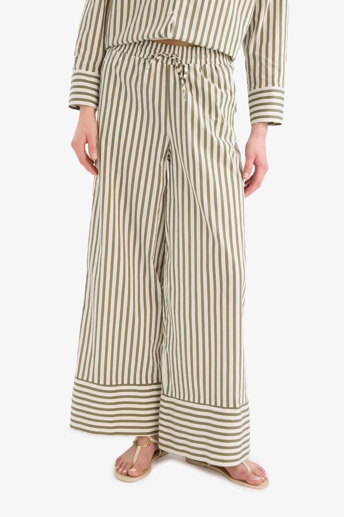 Defacto Wide Leg Kumaş Pantolon Çift Cepli Yüksek Bel Geniş Paça F0259AX25SM