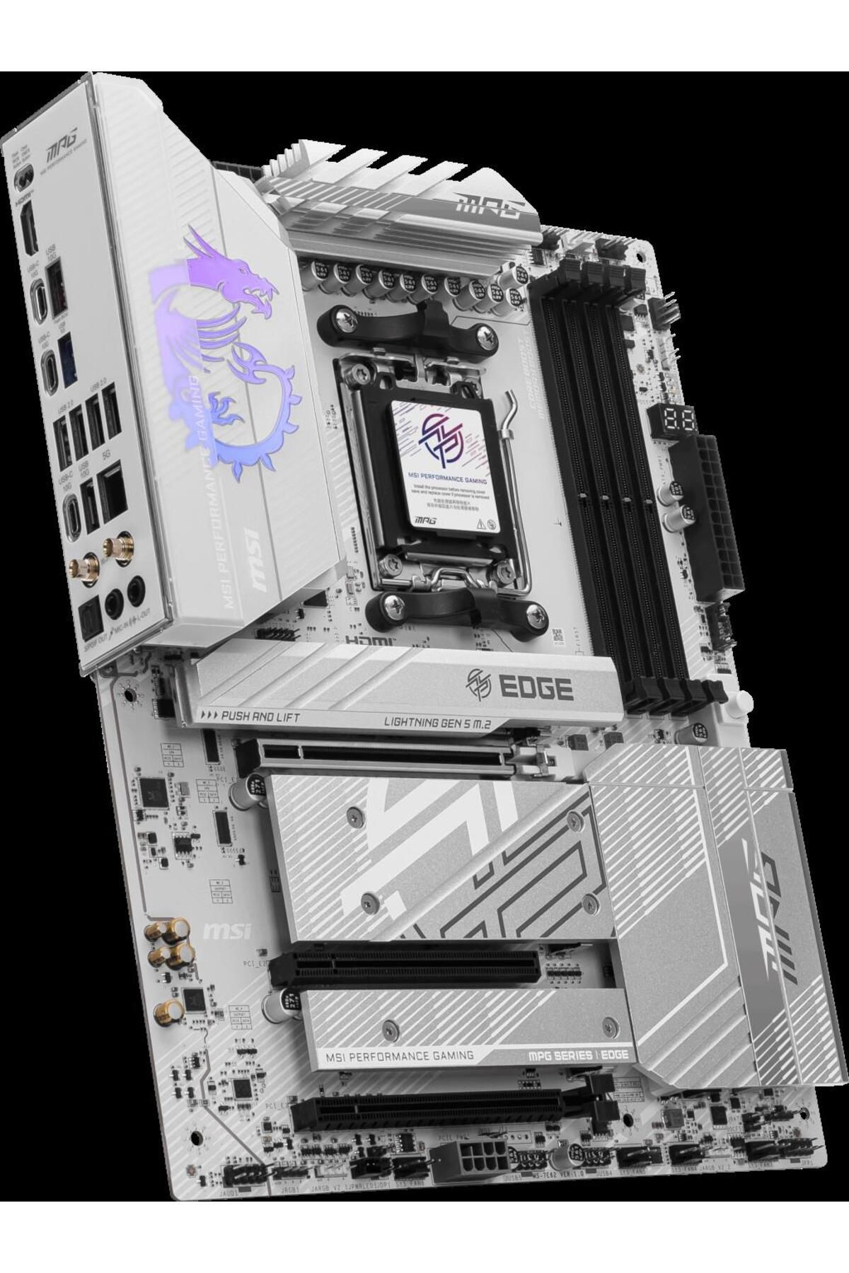 MSI Mpg B850 Edge Tı Wıfı Am5 Ddr5 8400mhz(OC) Hdmı 4x M.2 Usb 10gbs 5g Lan Wı-fı 7 Atx