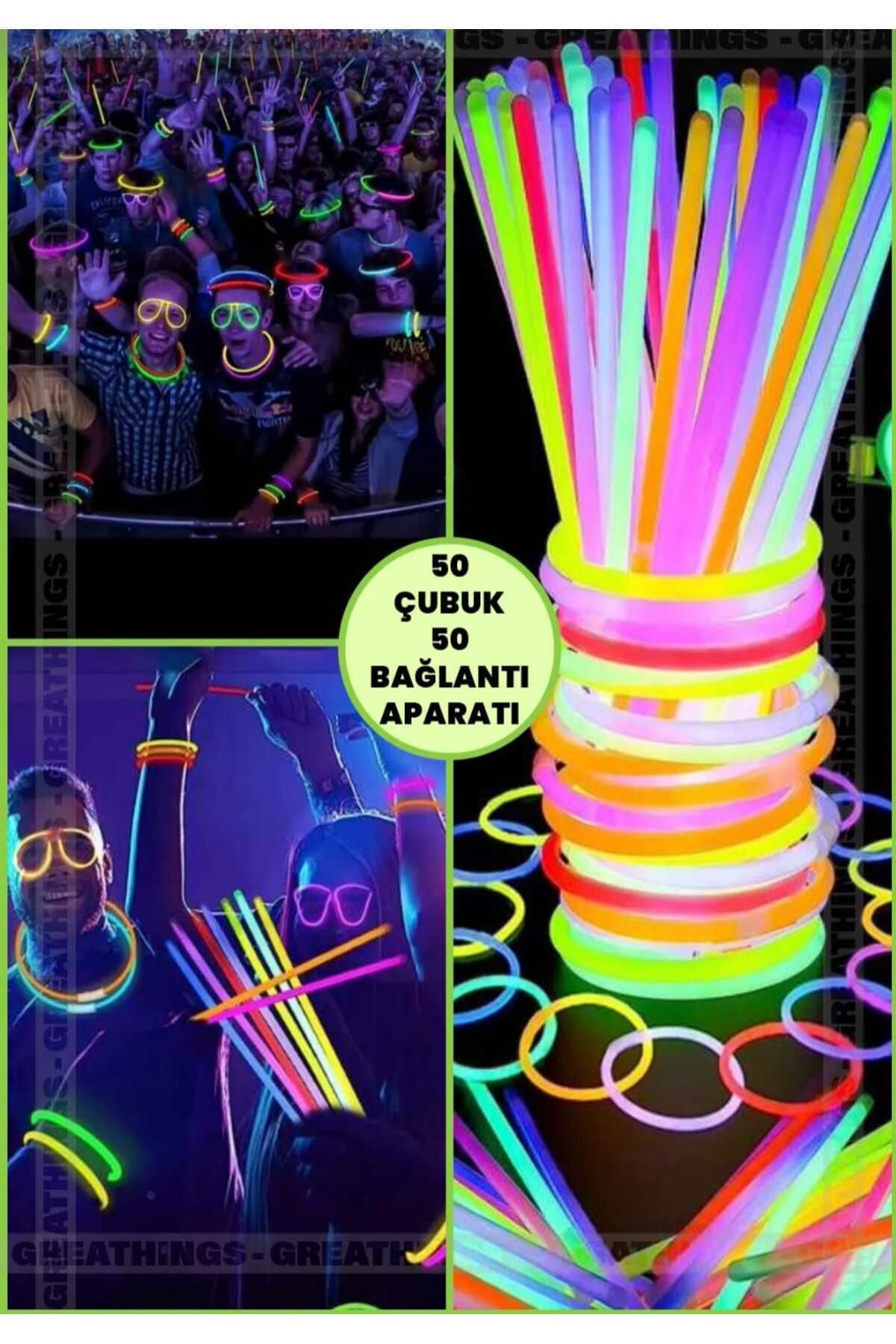 AKBU Parti Çubukları Karanlıkta Parlayan Fosforlu Işıklı Çubuklar Kolye Bileklik Parti Süsü Glow Stick