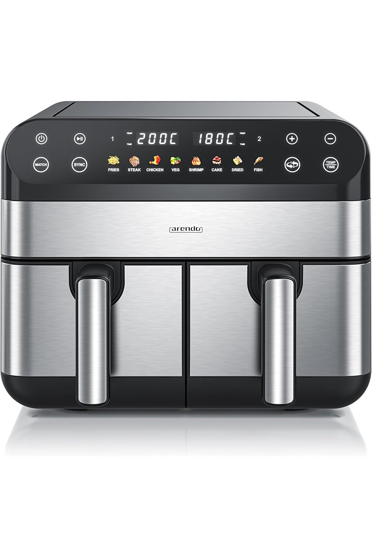 Çift Bölgeli Airfryer,9 Litre  2400 W,8 Program,Görüntüleme Pencereli