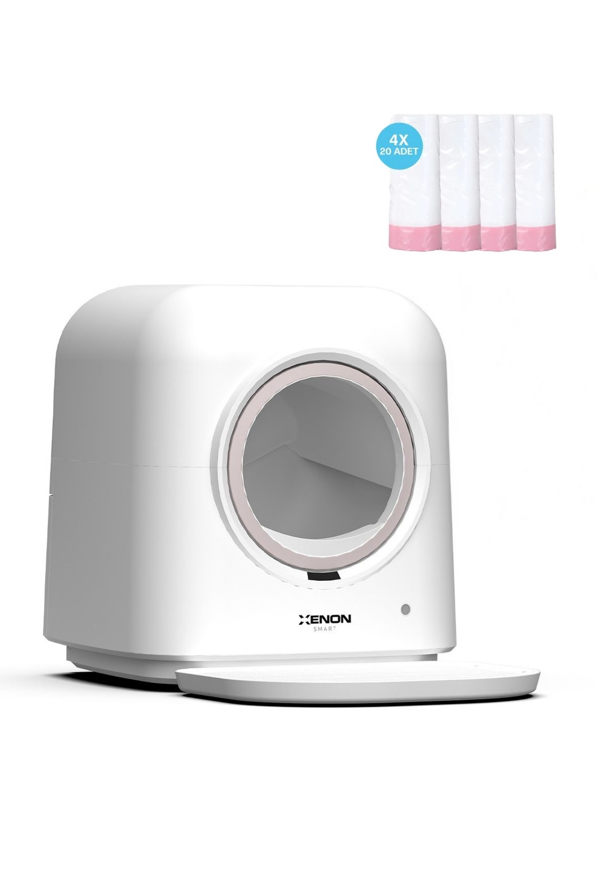 Xenon Smart Akıllı Kedi Tuvaleti Ve 80 Adet Atık Çöp Poşeti Eko Seti