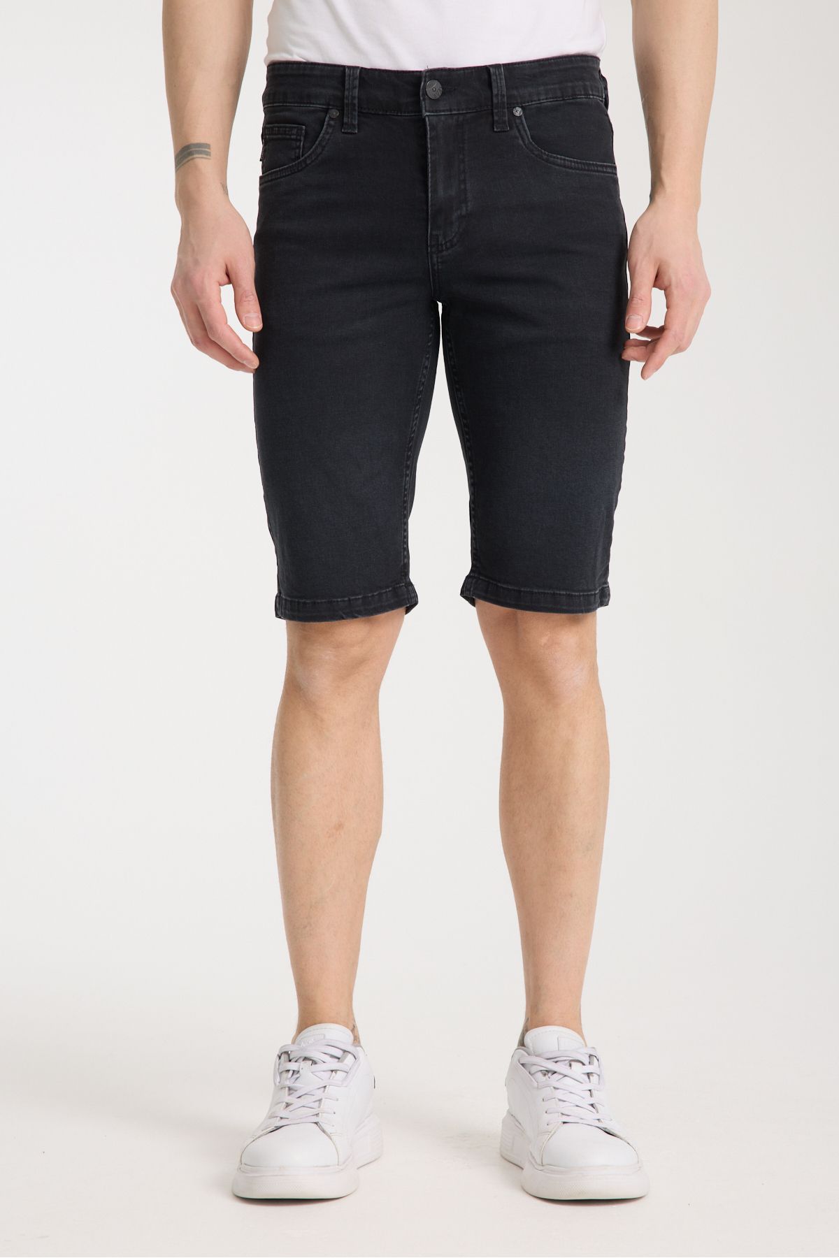 muzzo jeans Erkek Koyu Gri Kot Şort