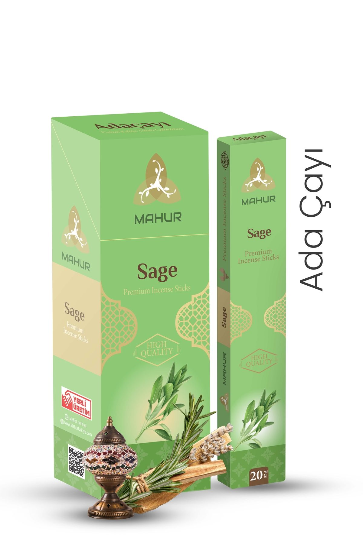 MAHUR Adaçayı (Sage) Çubuk Tütsü - 20 Adet Çubuk
