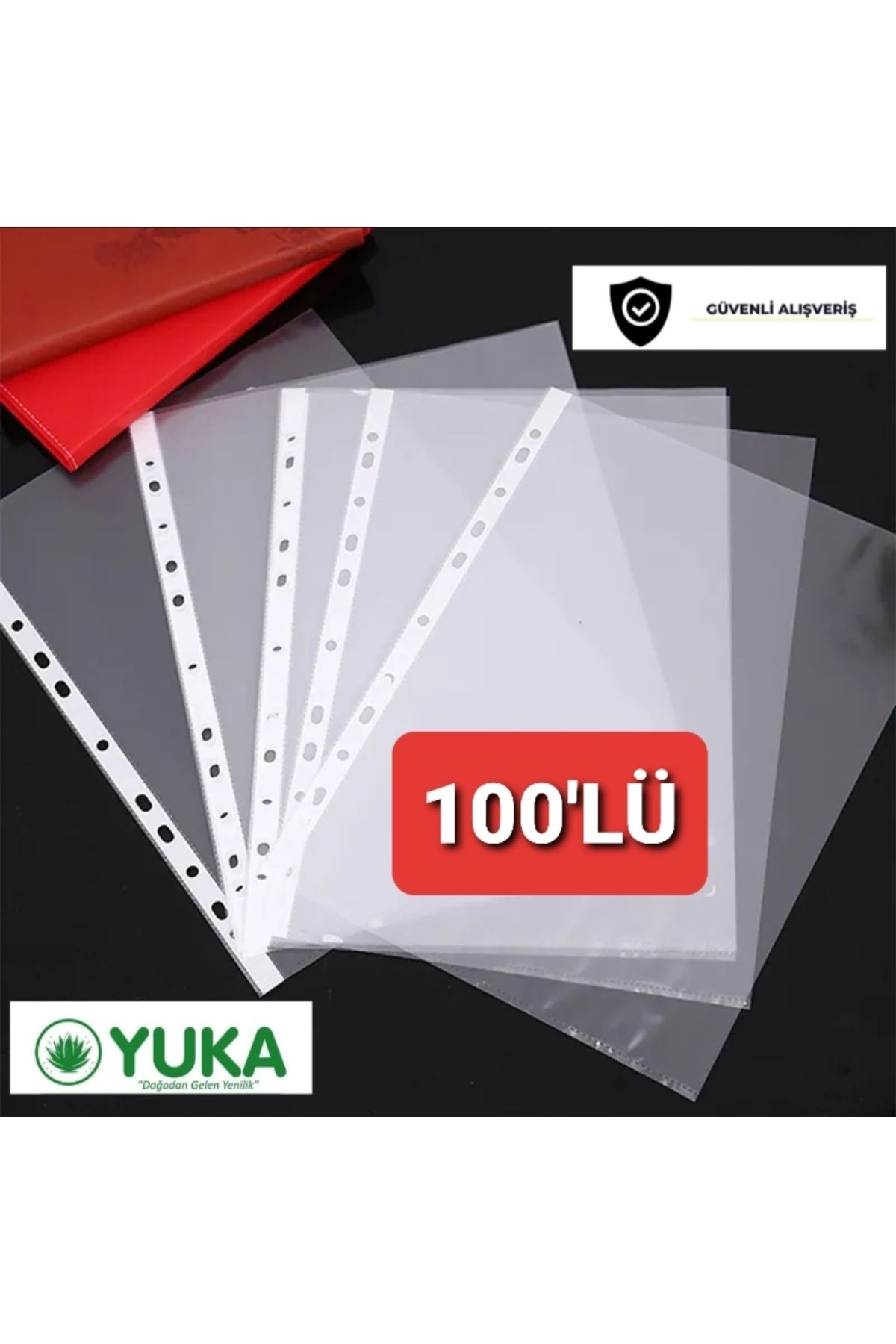 Yuka 100 Adet A4 Şeffaf Dosya Föy Poşet Dosya Paket 20 Adet Telli Dosya