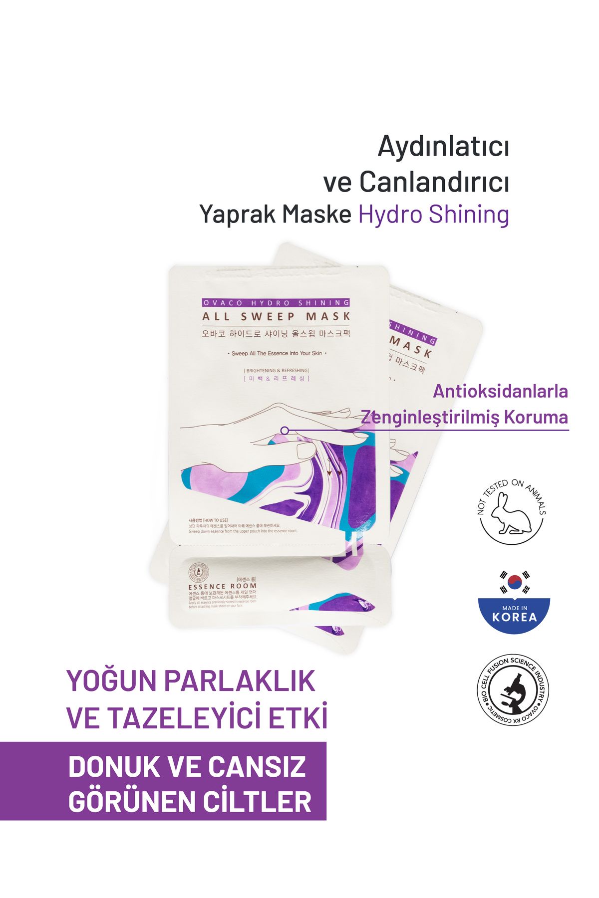 Ovaco Aydınlatıcı ve Canlandırıcı Yaprak Yüz Maskesi | Hydro Shining | Niacinamide