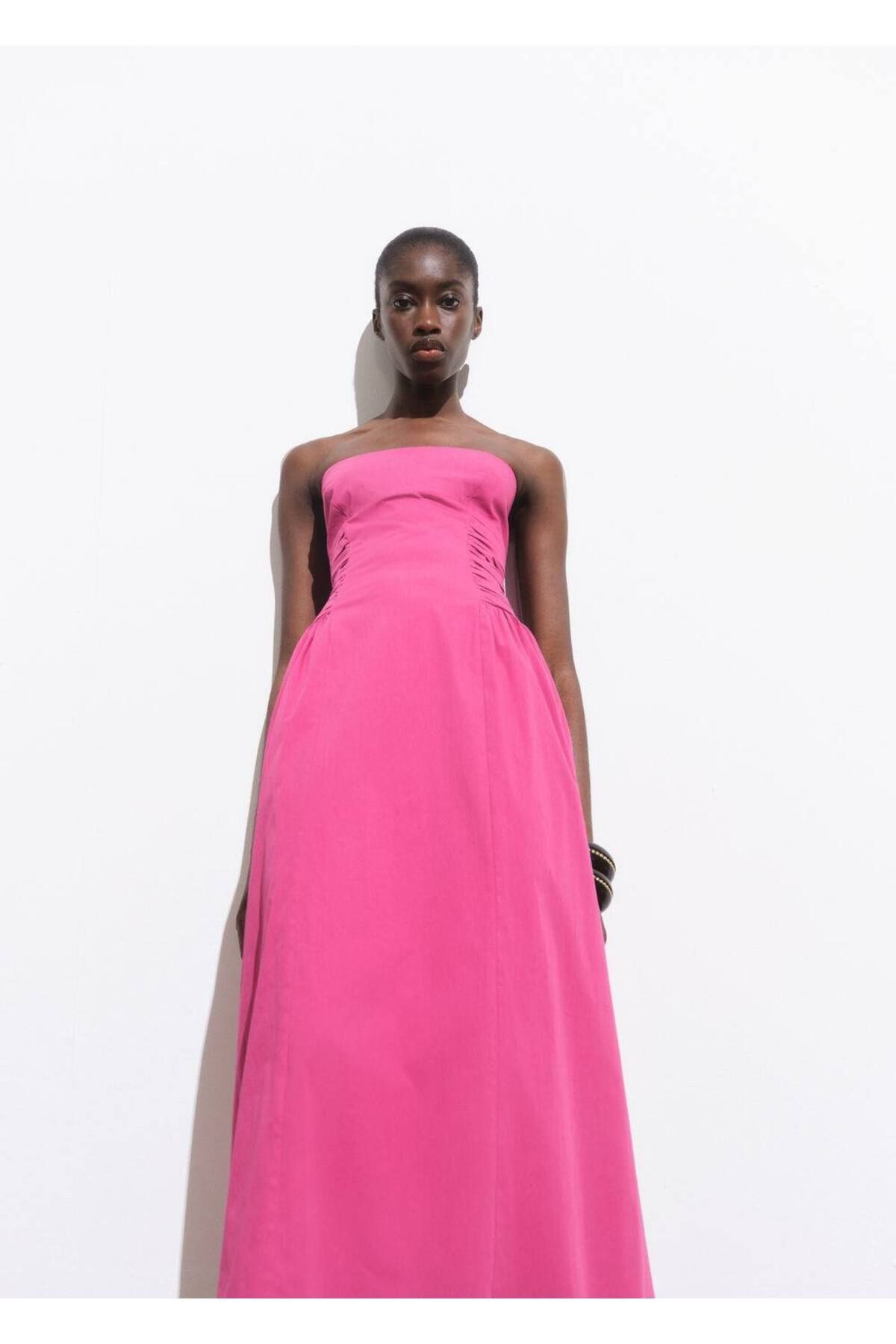 MANGO Straplez midi elbise