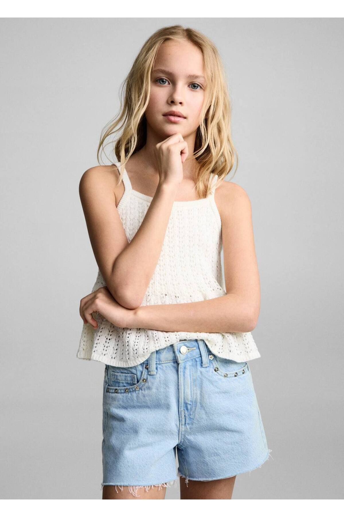MANGO Kids Zımbalı kot şort