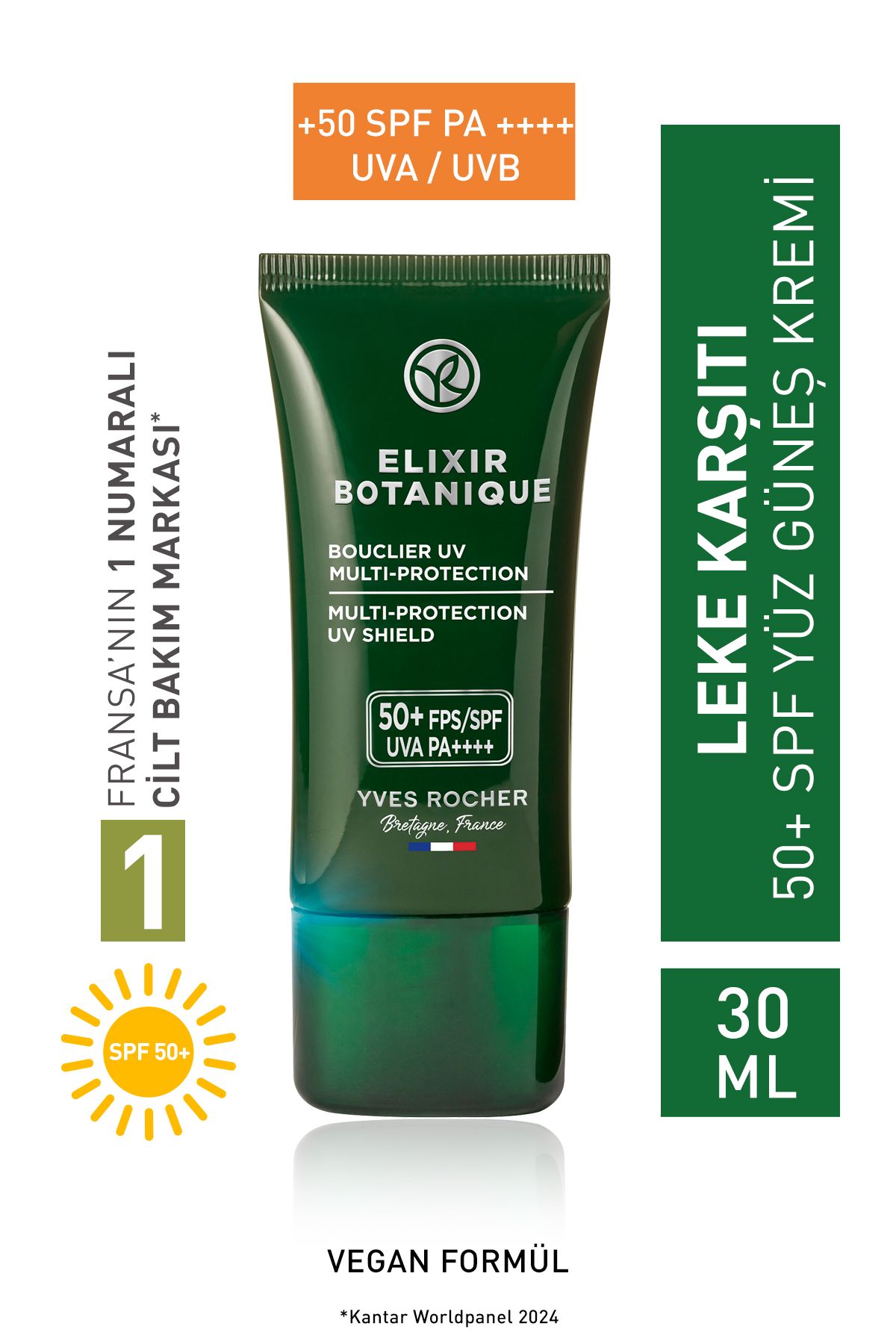 Yves Rocher Bitkisel Antioksidan Elixir Botanique Leke Karşıtı 50SPF Yüz Güneş Kremi-E vitamini-30ml