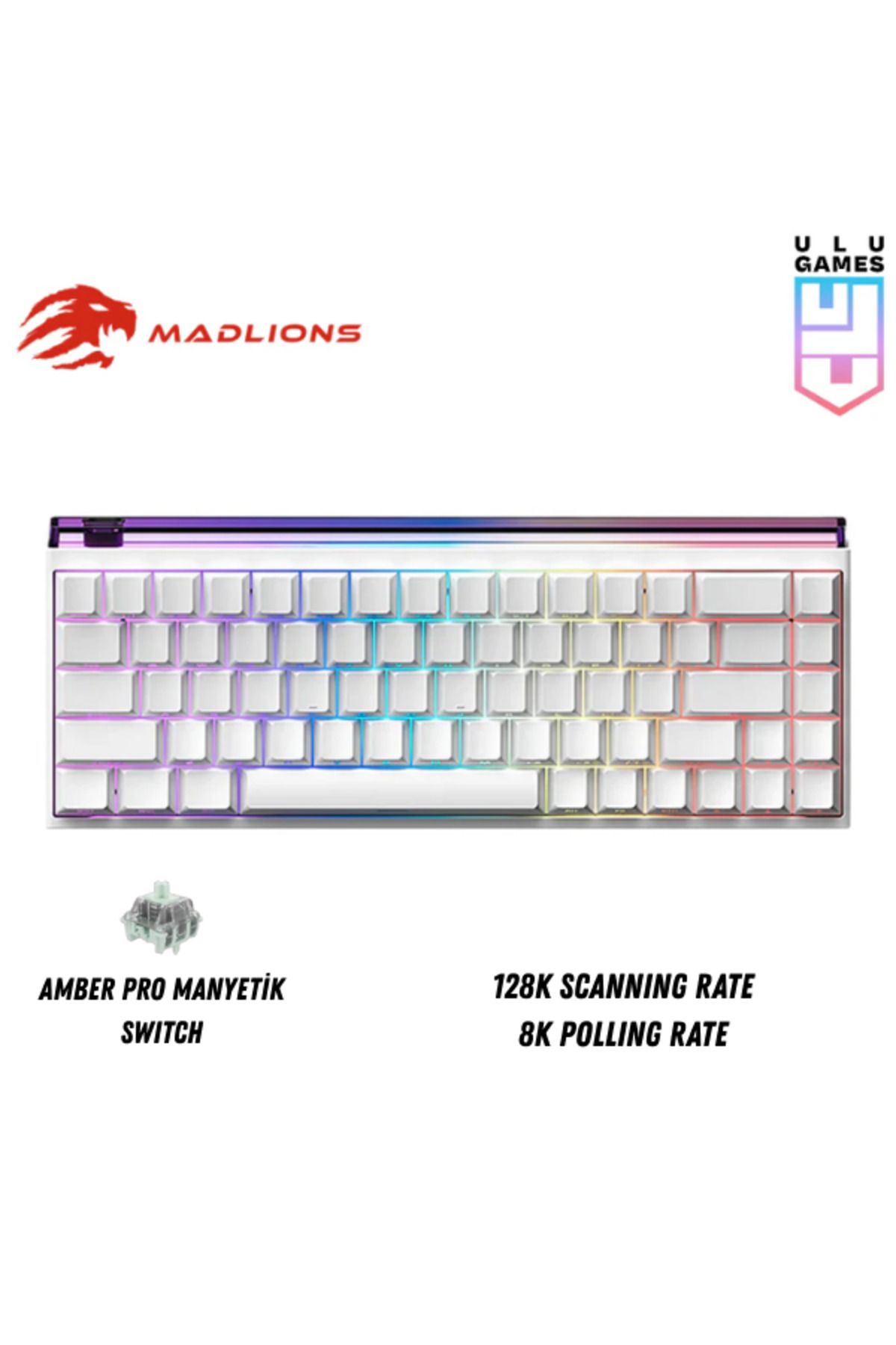ULUGAMES Madlions Nano68 Hall Effect Rapid Trigger (Manyetik Switch) 8000 HERTZ Mekanik Klavye
