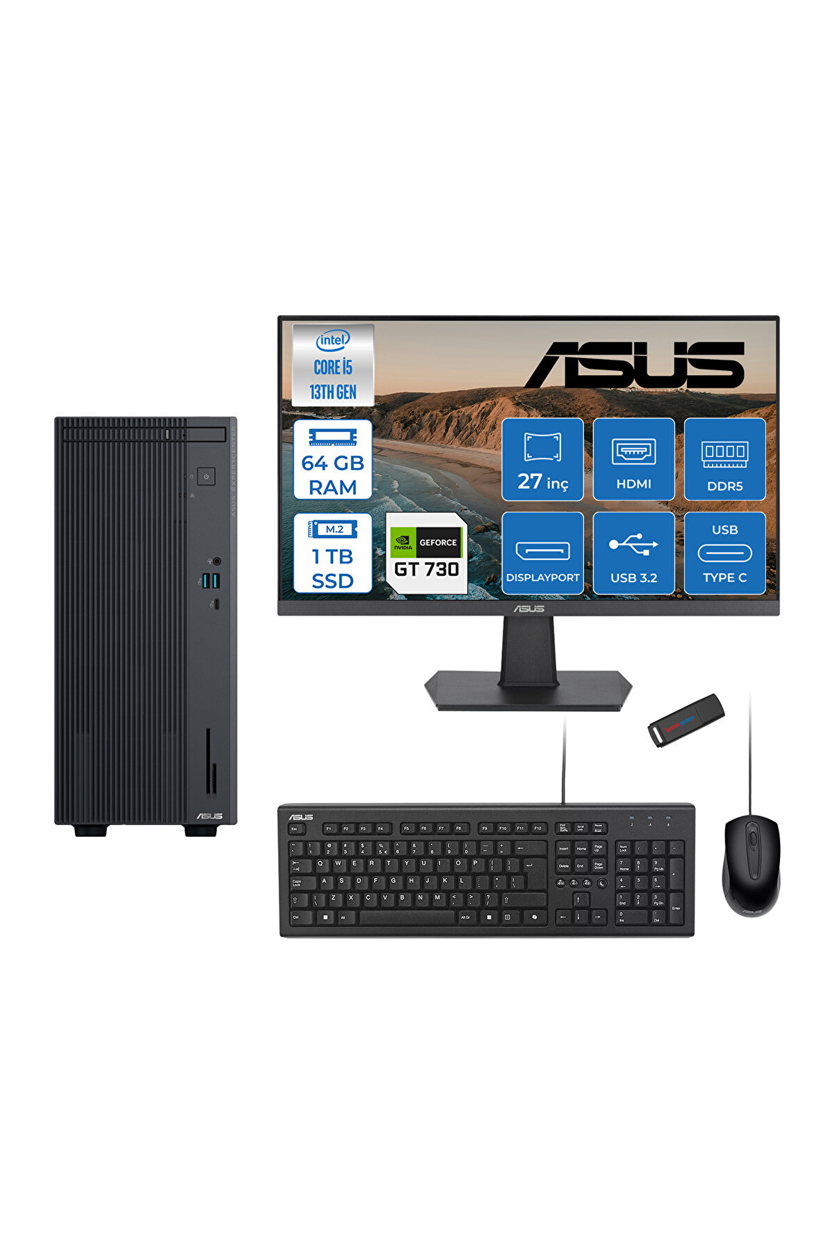 Expertcenter P500MV I5-13420H 64GB 1tb SSD Freedos 4GB/GT730 27