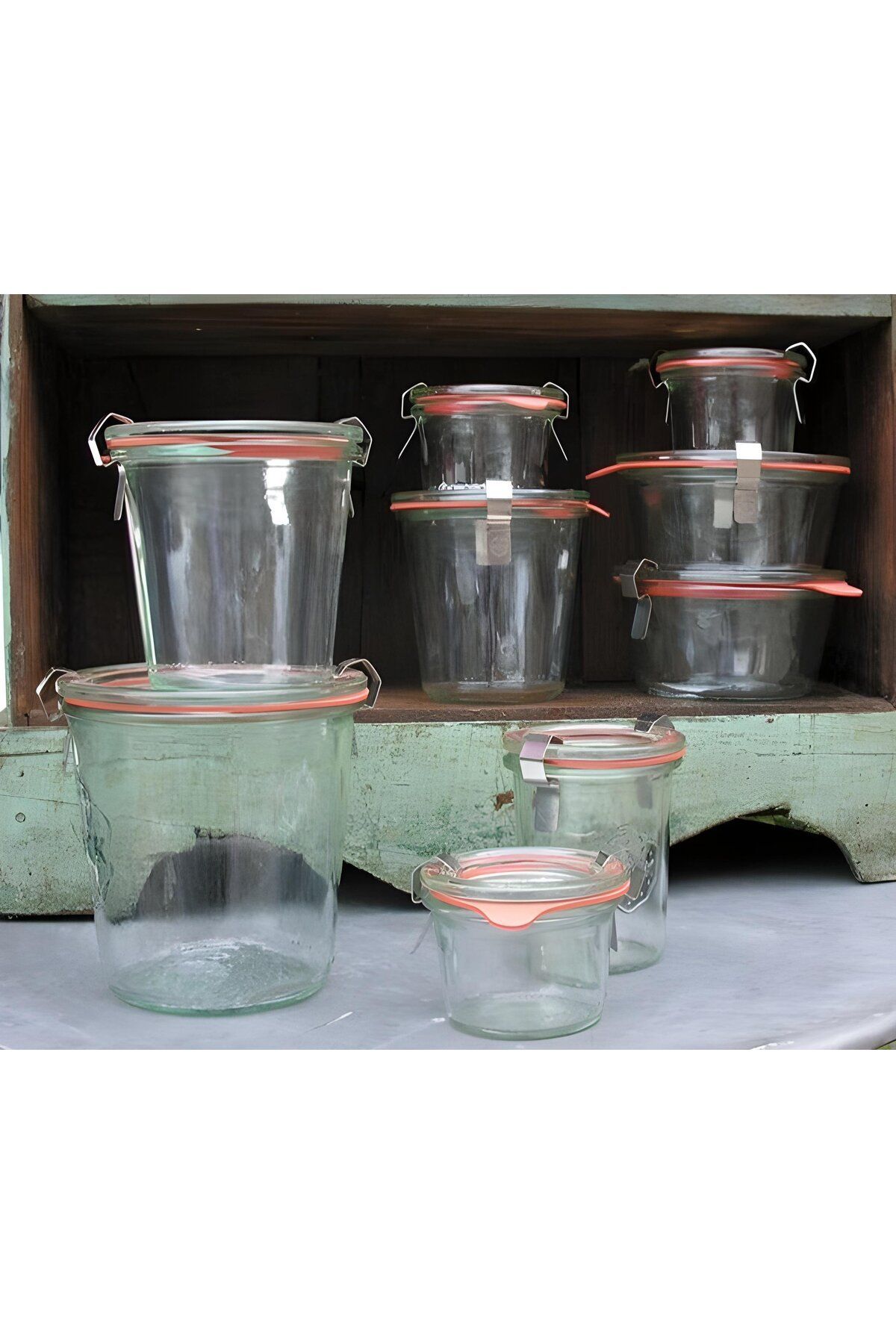 Weck Mold 9 Adet Farkli Boy Kavanoz Set ( 580 ml Mold , 290 ml , 200 ml , 80 ml )