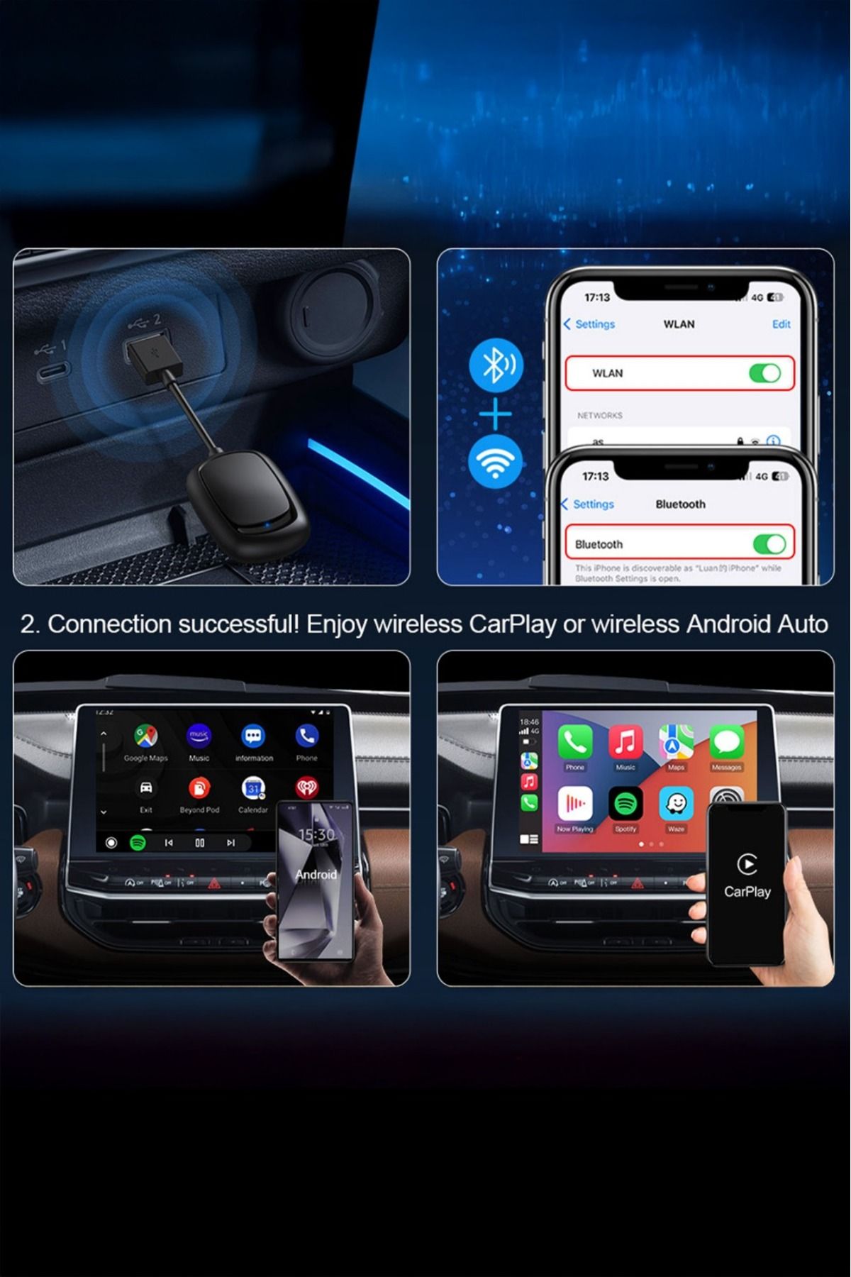 Ithink – Kablosuz CarPlay & Android Auto Adaptörü X7