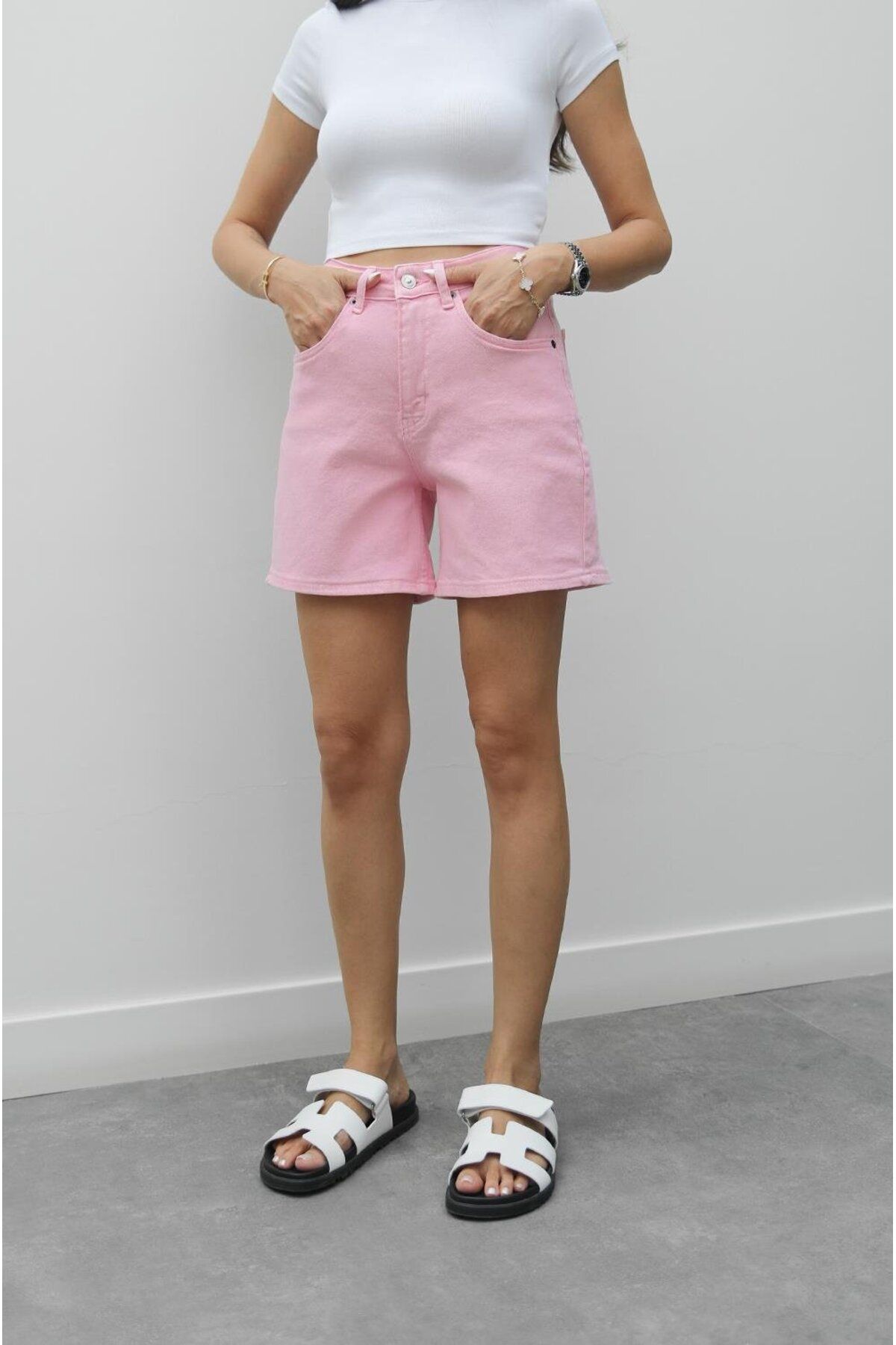 Havoş Pembe Fit Denim Şort