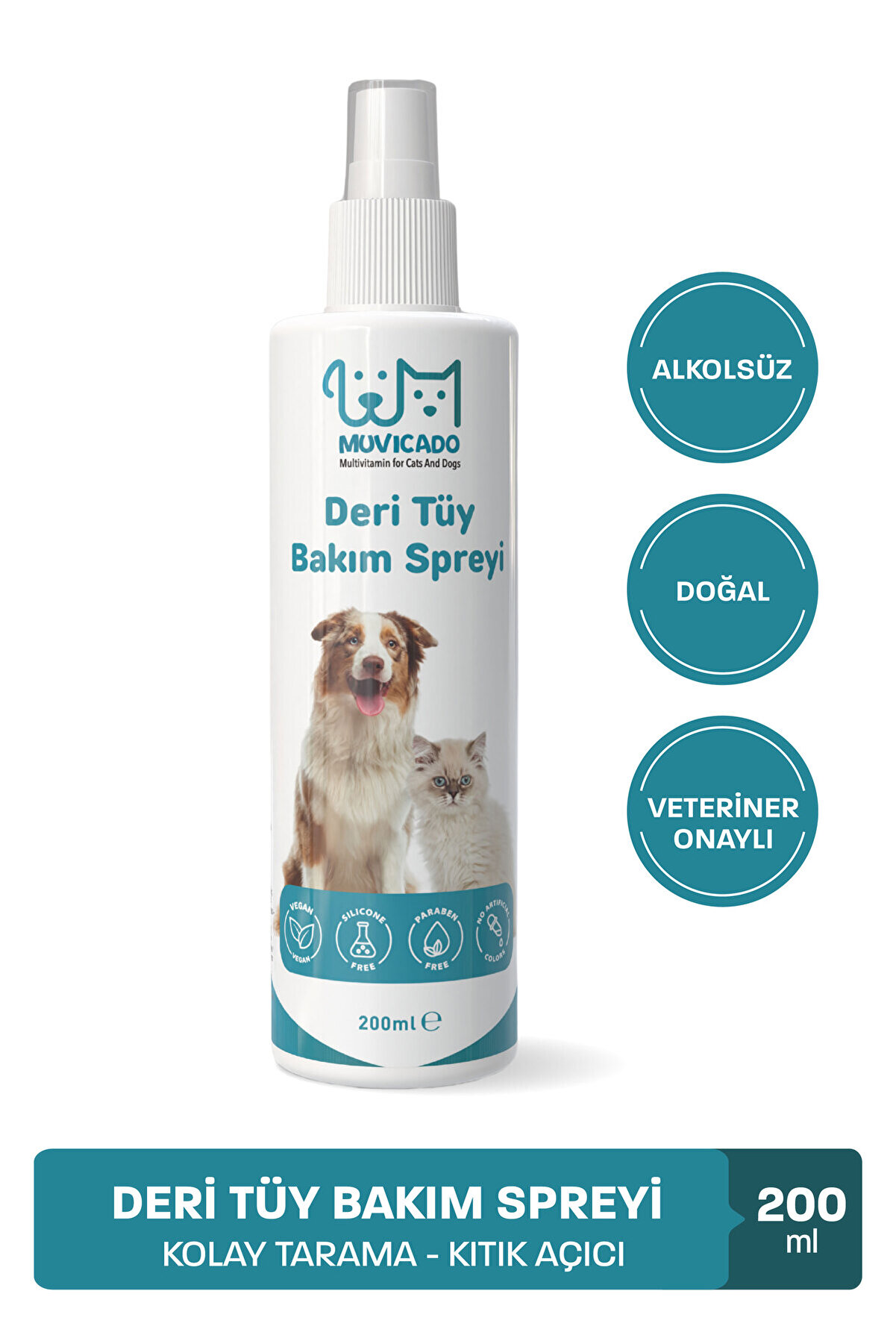 Muvicado Kedi Köpek Kıtık Açıcı Sprey - Bit Pire Kene Dis Parazit Sprey Damla Pire Tasması Tüy Bakım