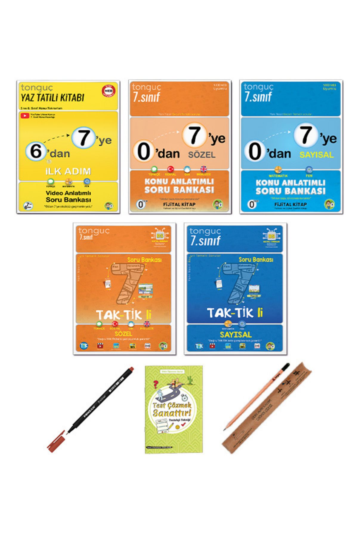 Tonguç Yayınları 7. Sınıf 6 dan 7 ye Hazırlık Tekrar Seti - Taktikli Soru Bankası Tüm Dersler Testoloji Set 6 Kitap