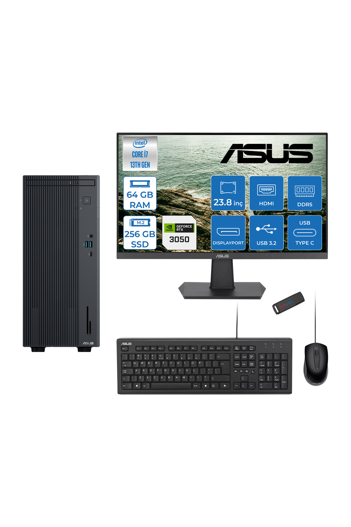 Expertcenter P500MV I7-13620H 64GB 256GBSSD Freedos 6GB/RTX3050 23.8