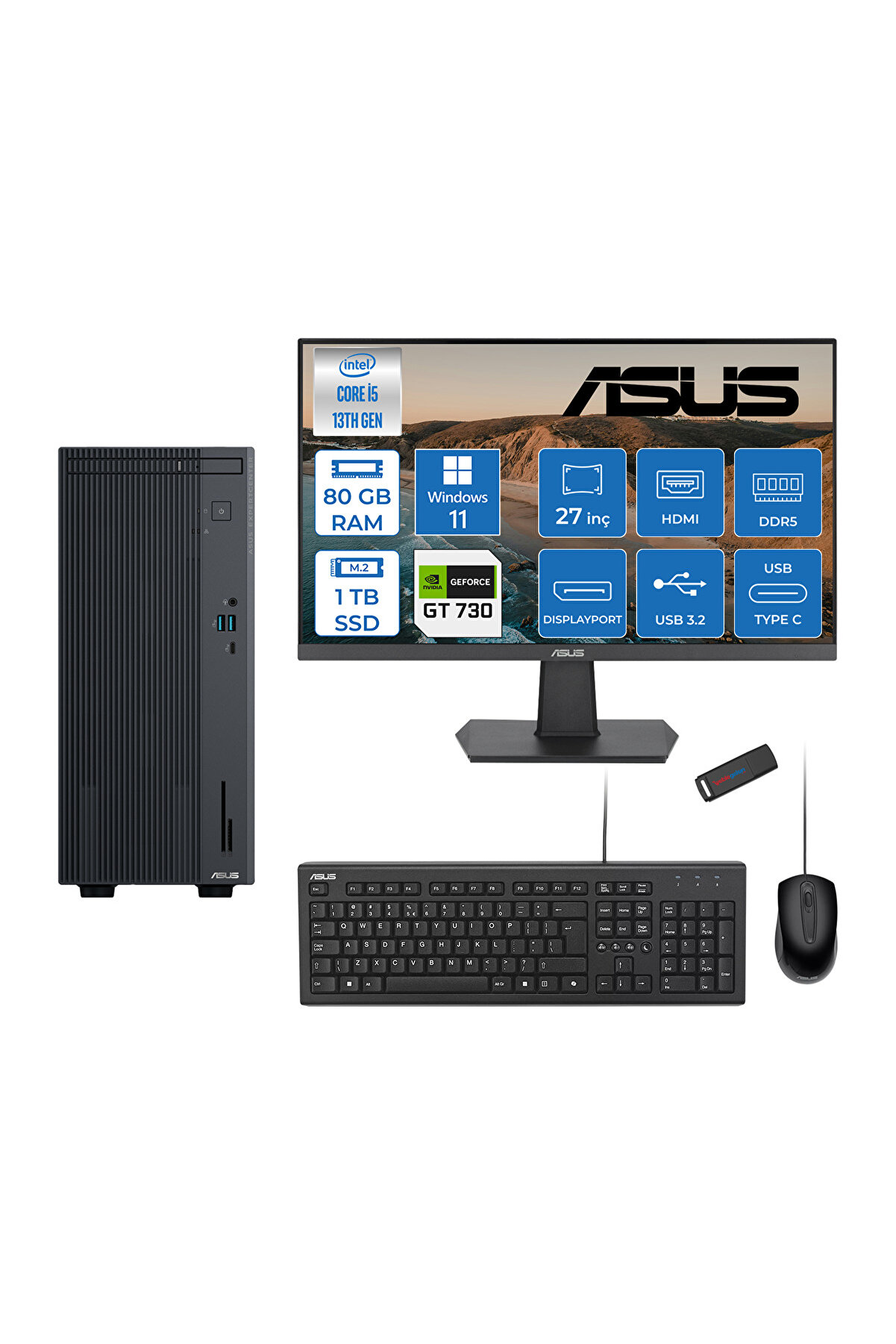 Expertcenter P500MV I5-13420H 80GB 1tb SSD WIN11PRO 4GB/GT730 27