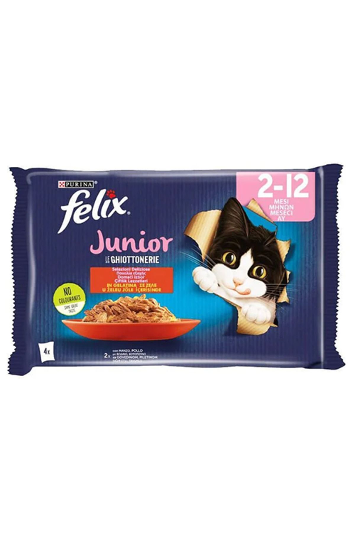 FELIX Multipack Junior Sığır Etli Ve Tavuklu Yavru Kedi Konservesi 4x85 gr