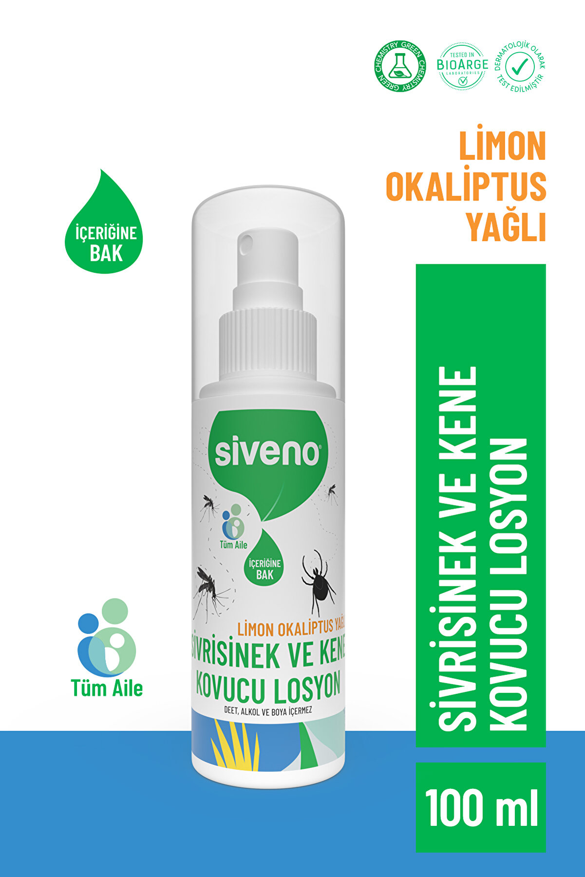 Siveno Sivrisinek ve Kene Kovucu Sprey Losyon 100 ml - Bitkisel Tüm Vücut İçin