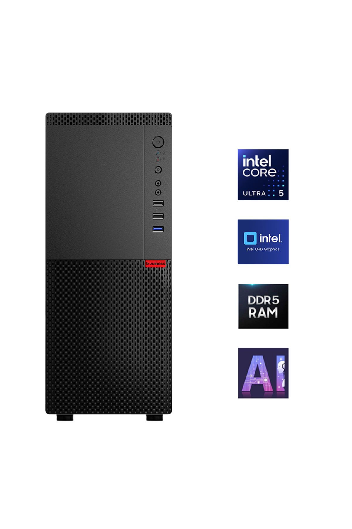 TURBOX Intel Core Ultra 5 225 16GB DDR5 Ram 512GB M.2 NVMe SSD Yapay Zekalı Ofis Hazır Sistem