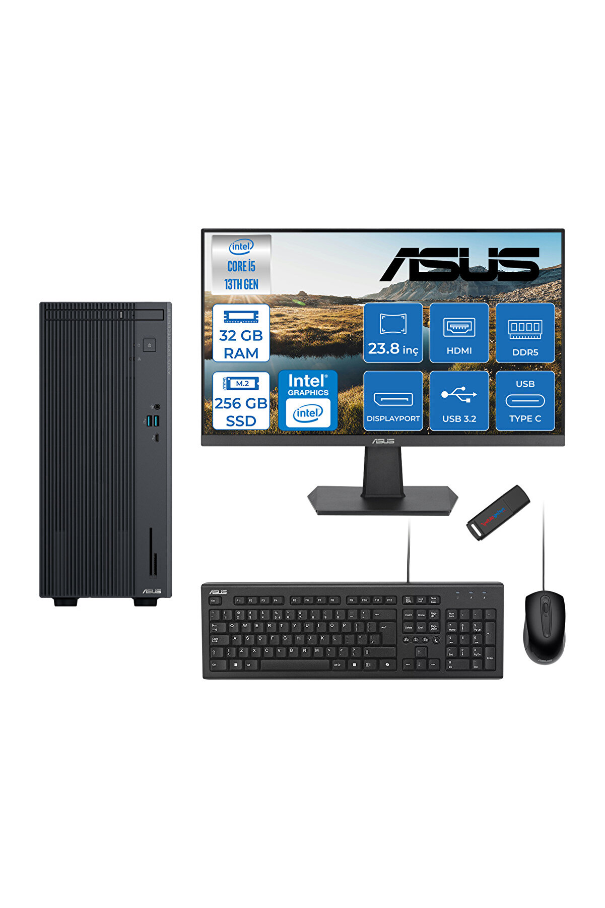 Expertcenter P500MV I5-13420H 32GB 256GB SSD Freedos 23.8 Mon. WB5136216512B0DF11133ZETTAUSBBELLEK