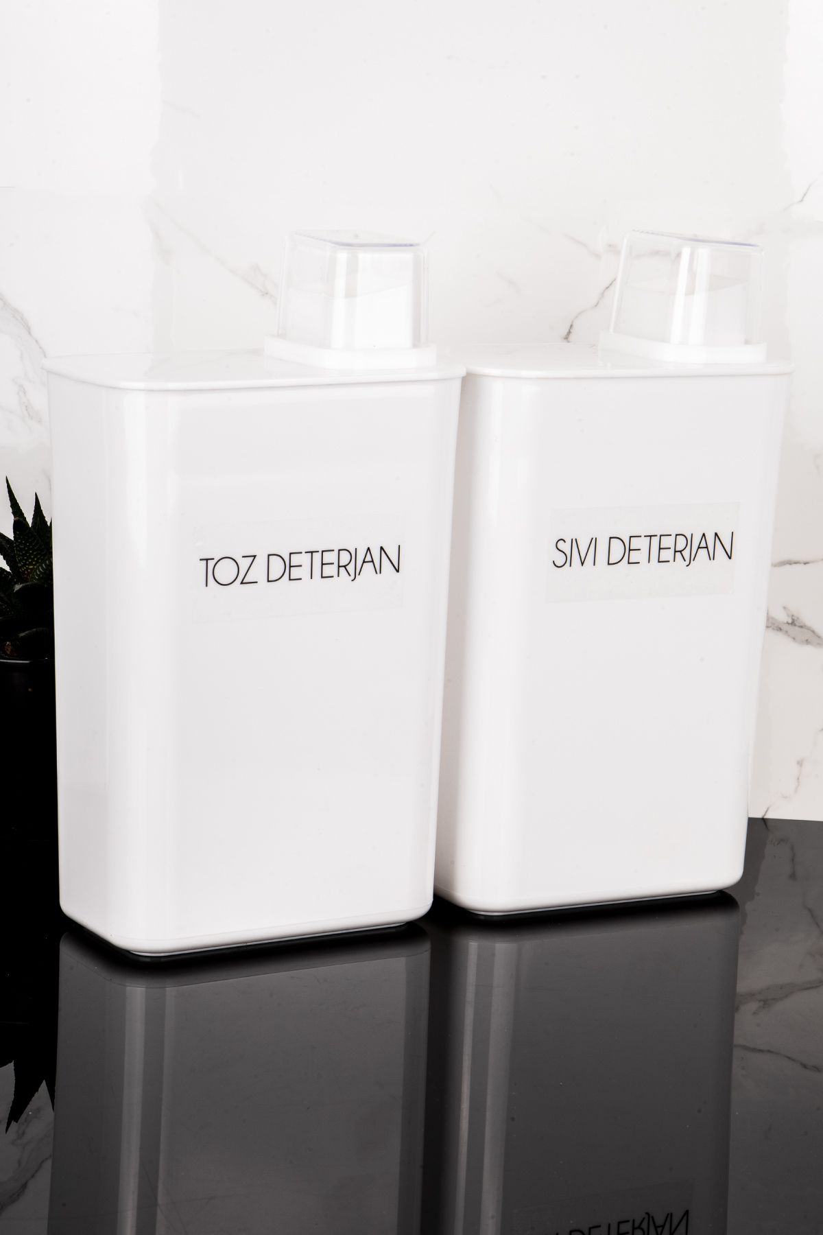 Dolkin Home 2li Kendinden Ölçekli Deterjan Kutusu Seti Toz Deterjan Sıvı Deterjan Etiketli 3000ml Deterjanlık