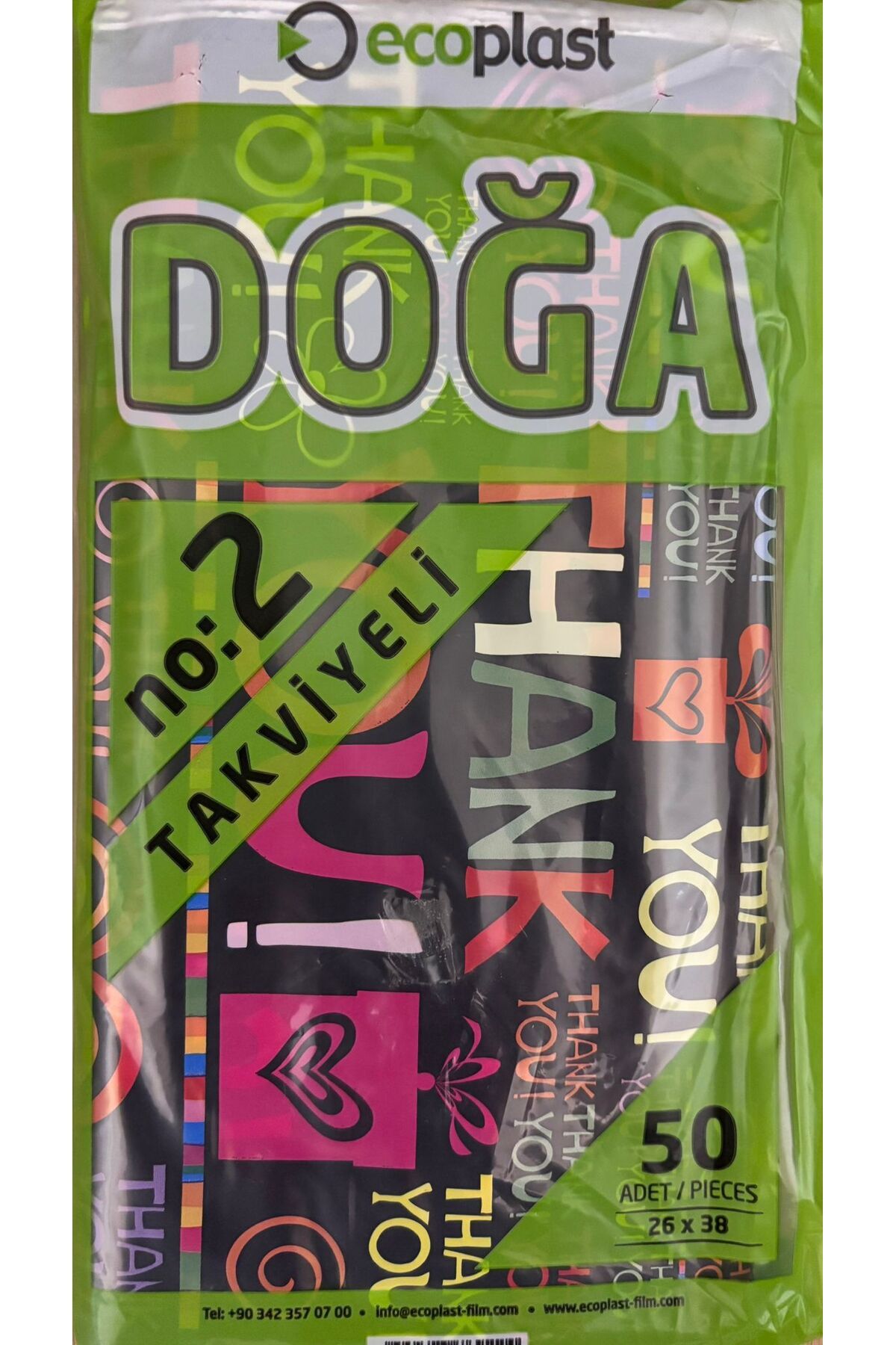 Mustgross Ecoplast Takviyeli Poşet 26*38 1 Paket 50 Adet Thankyou